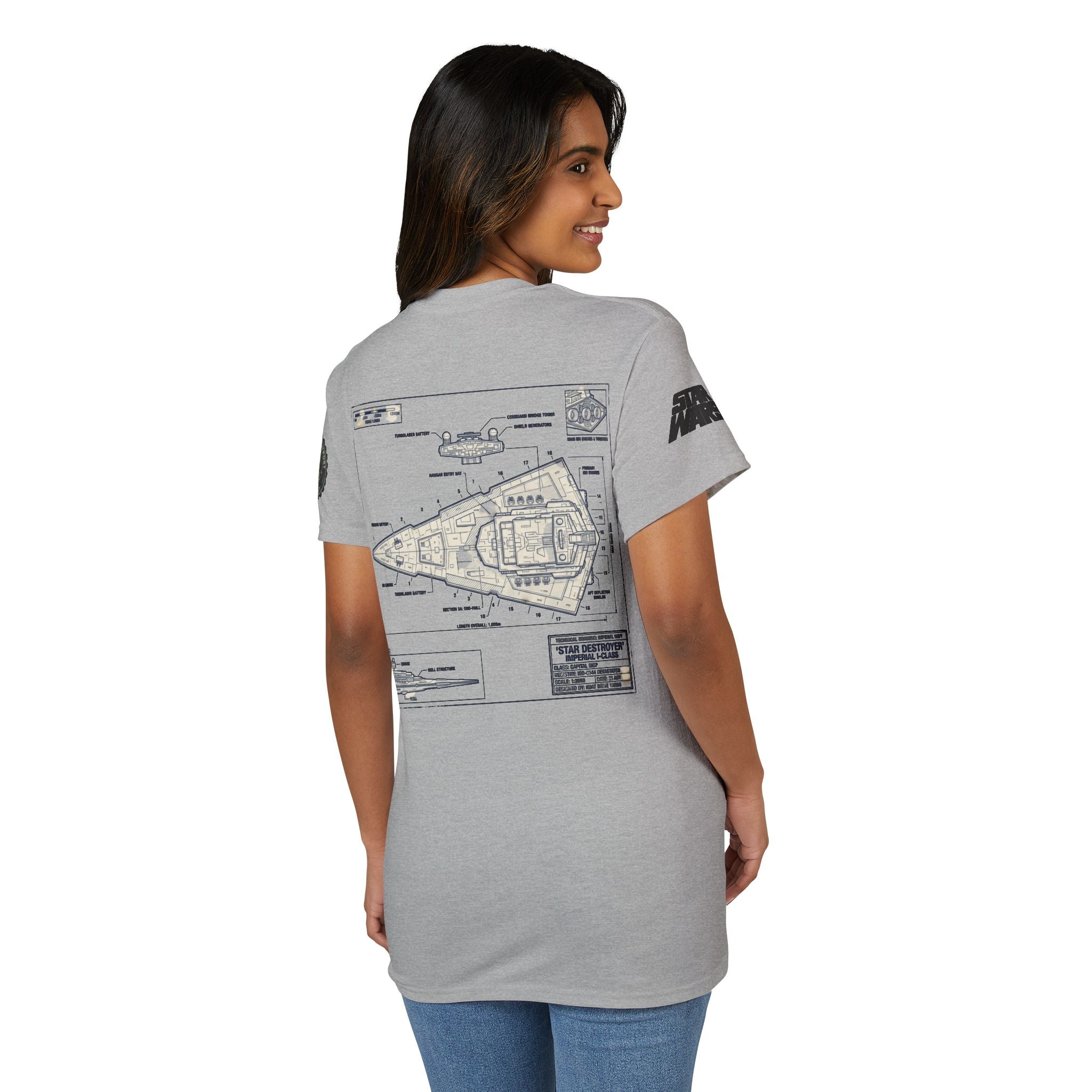 Star Destroyer Blueprint T-Shirt — 'Crew' Starship Schematic Tee