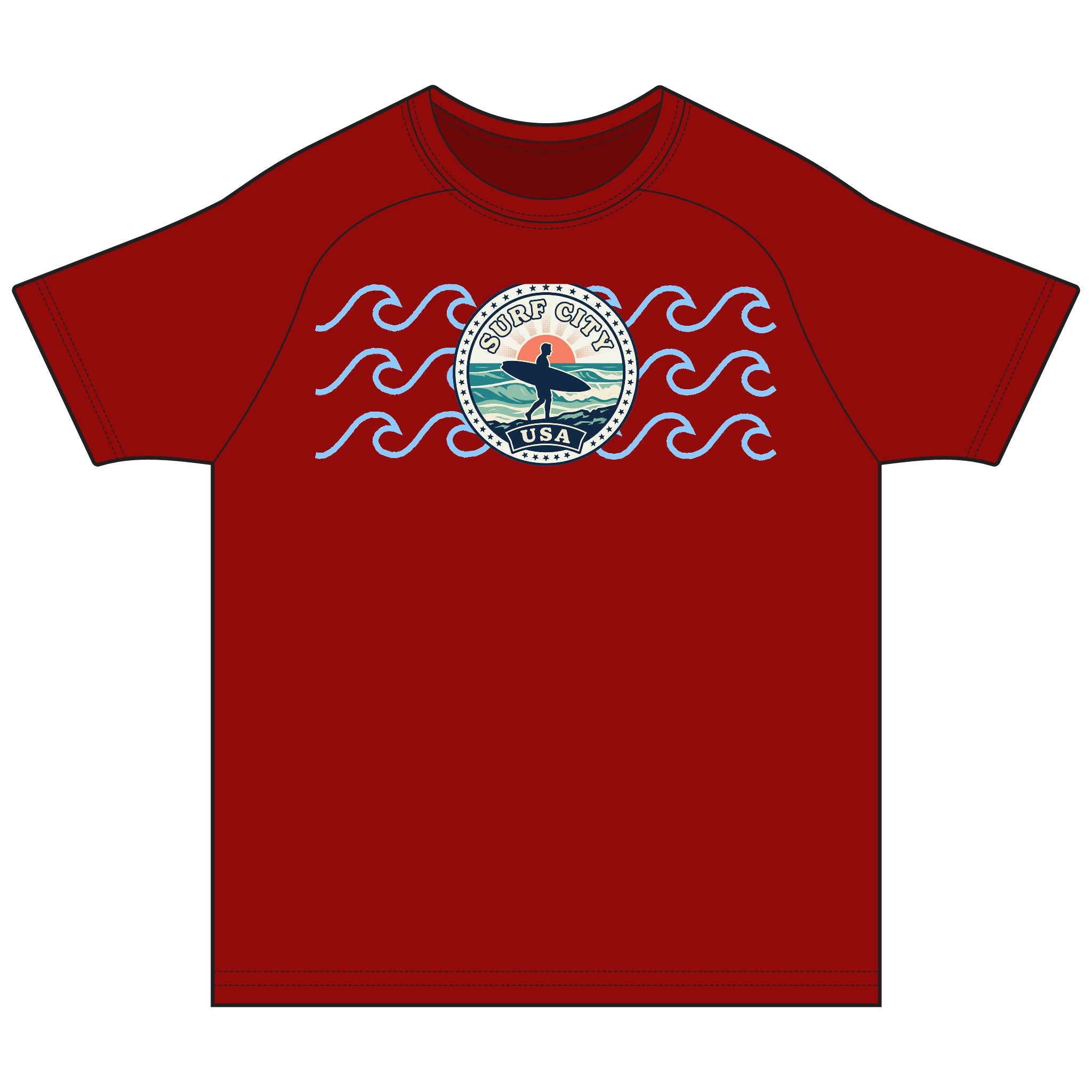 Patriotic USA Rashguard Tee — America 250 Wave Graphic