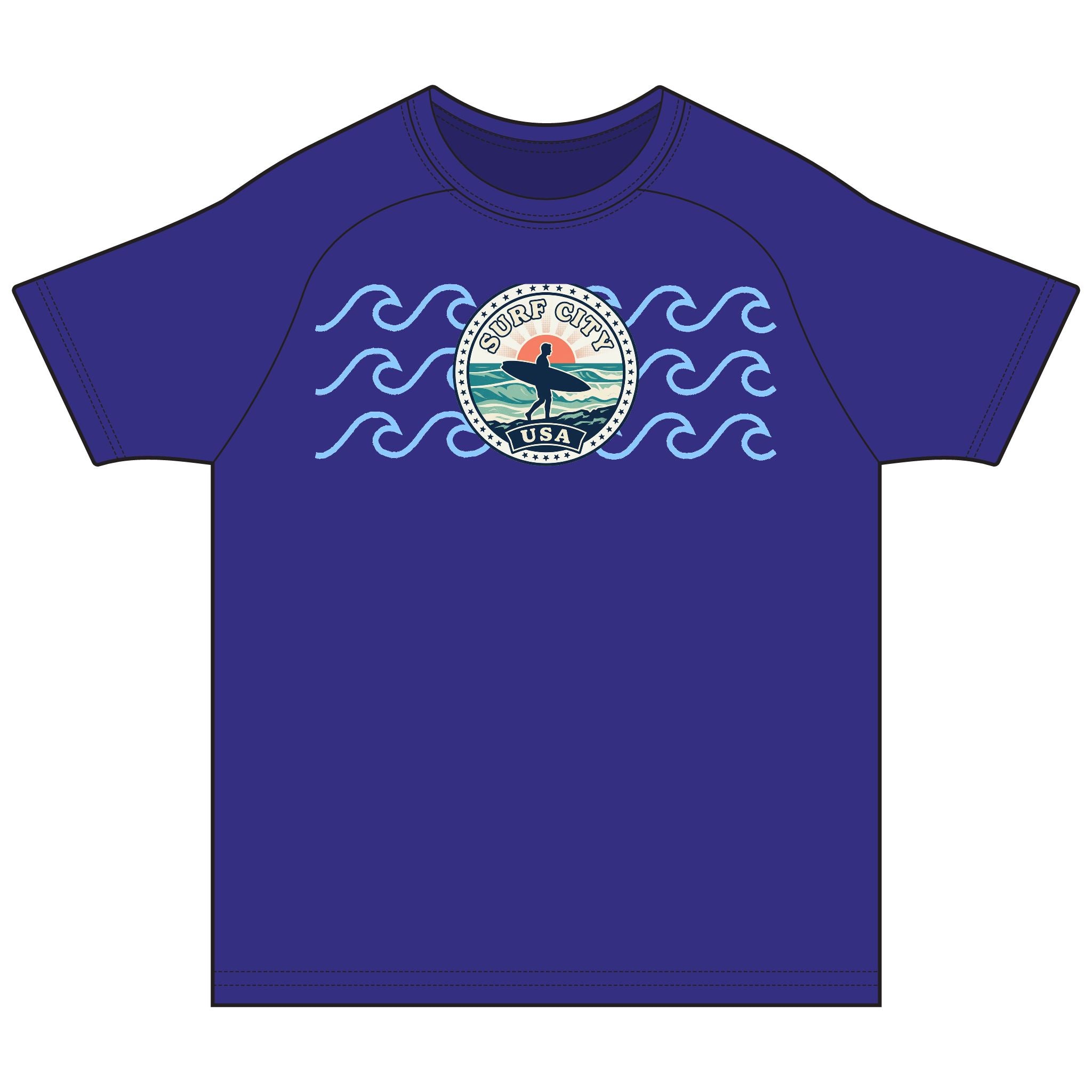 Patriotic USA Rashguard Tee — America 250 Wave Graphic