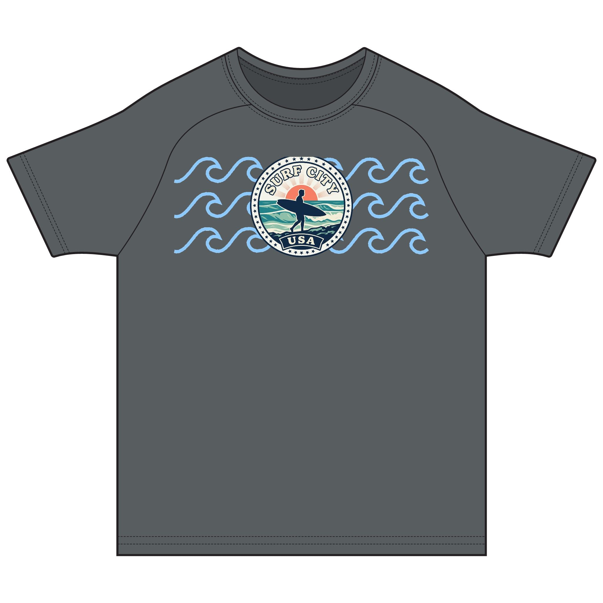 Patriotic USA Rashguard Tee — America 250 Wave Graphic