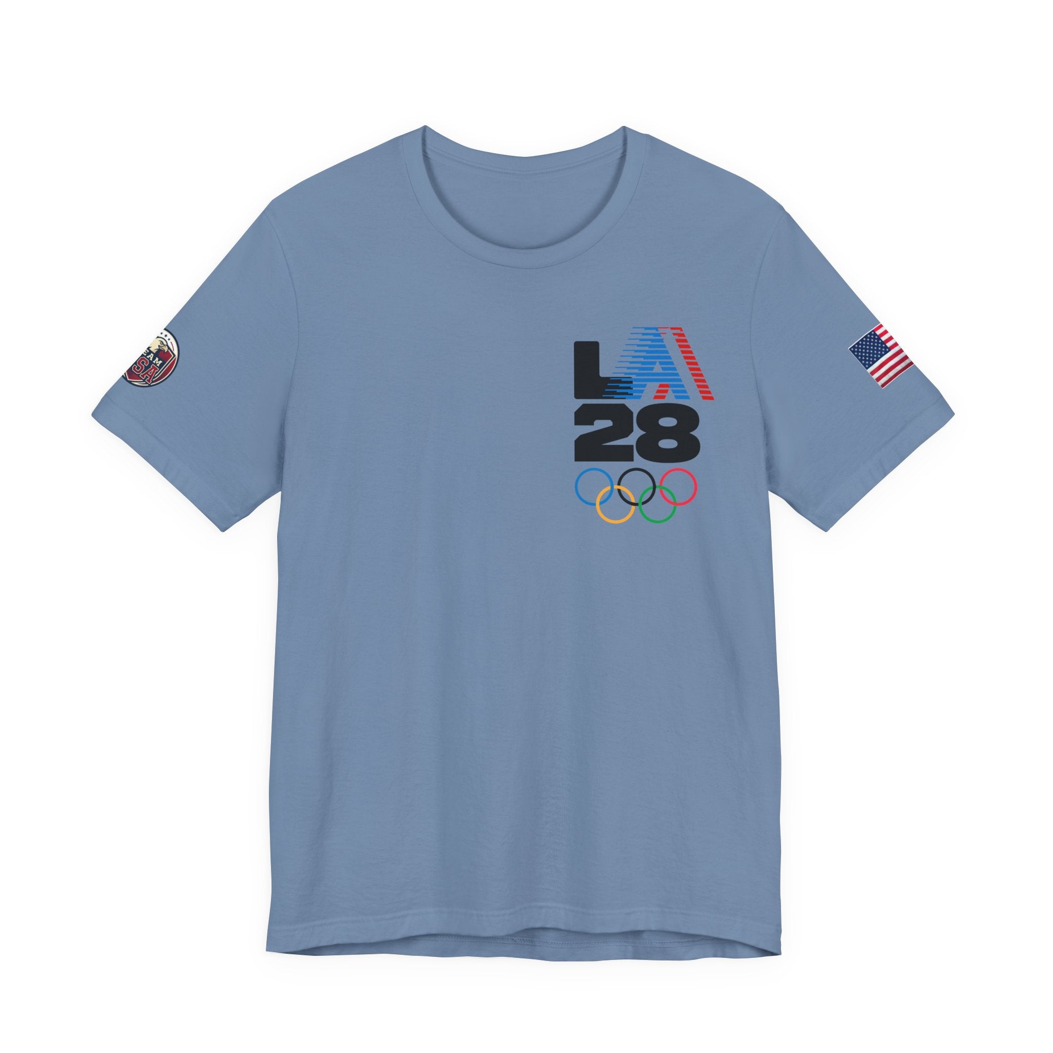 LA 28 Olympic USA T-Shirt — Vintage Olympic Rings Tee