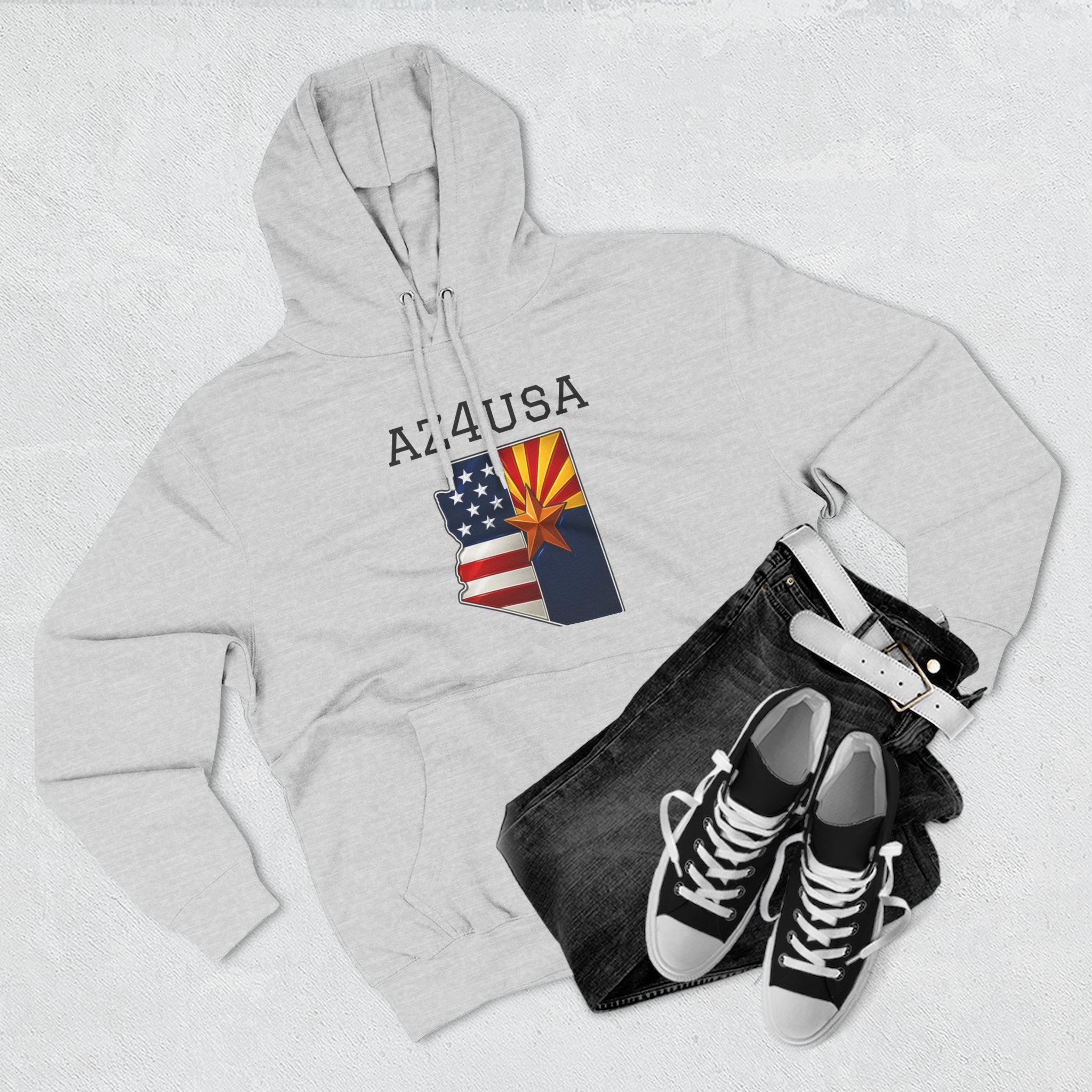 Arizona Pride Fleece Hoodie, Cozy Sweatshirt, Travel Gift, Patriot Apparel, American Southwest Style