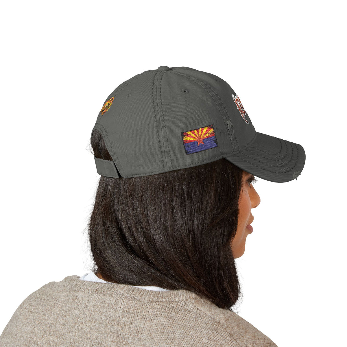 Distressed Embroidered Dad Hat — AZ4USA Scorpion Logo