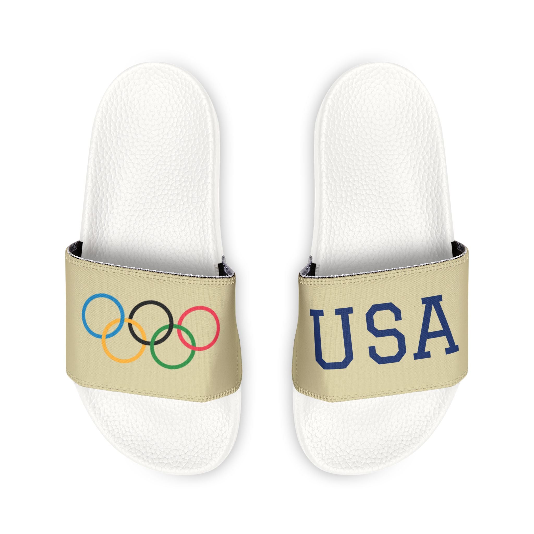 USA Olympic Rings Slide Sandals — Men's Removable-Strap Athletic Pool Slides