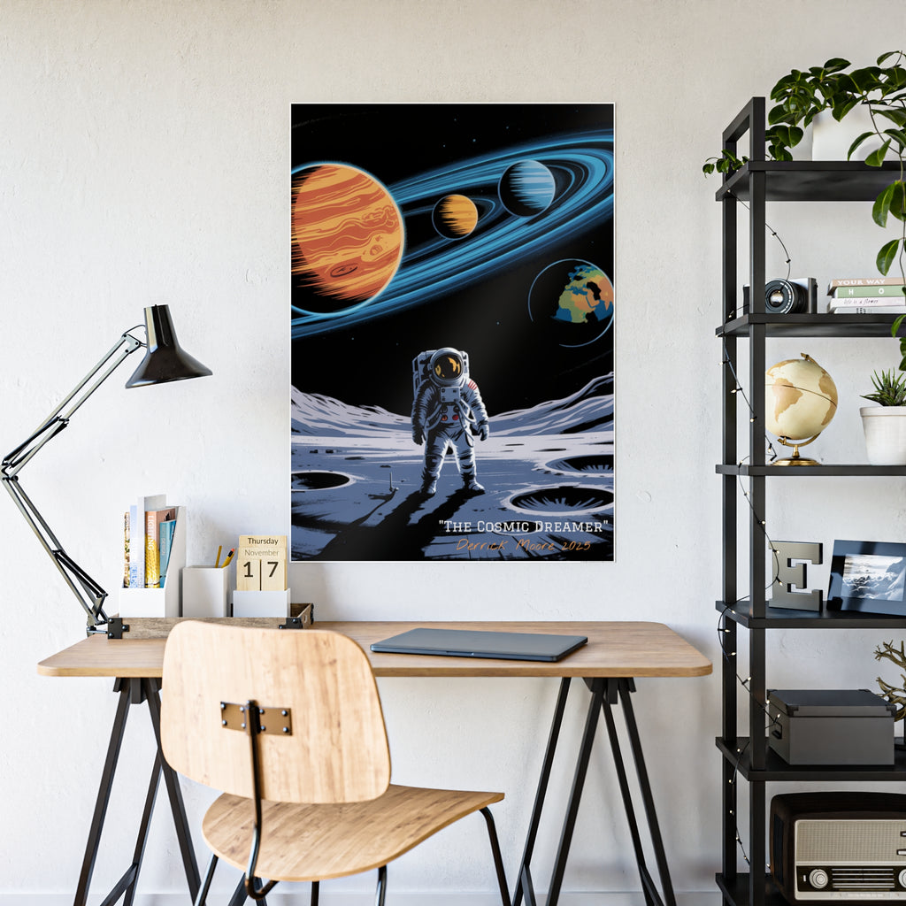 "The Cosmic Dreamer" 2025— Glossy Wall Art Print (Astronaut Space Poster)