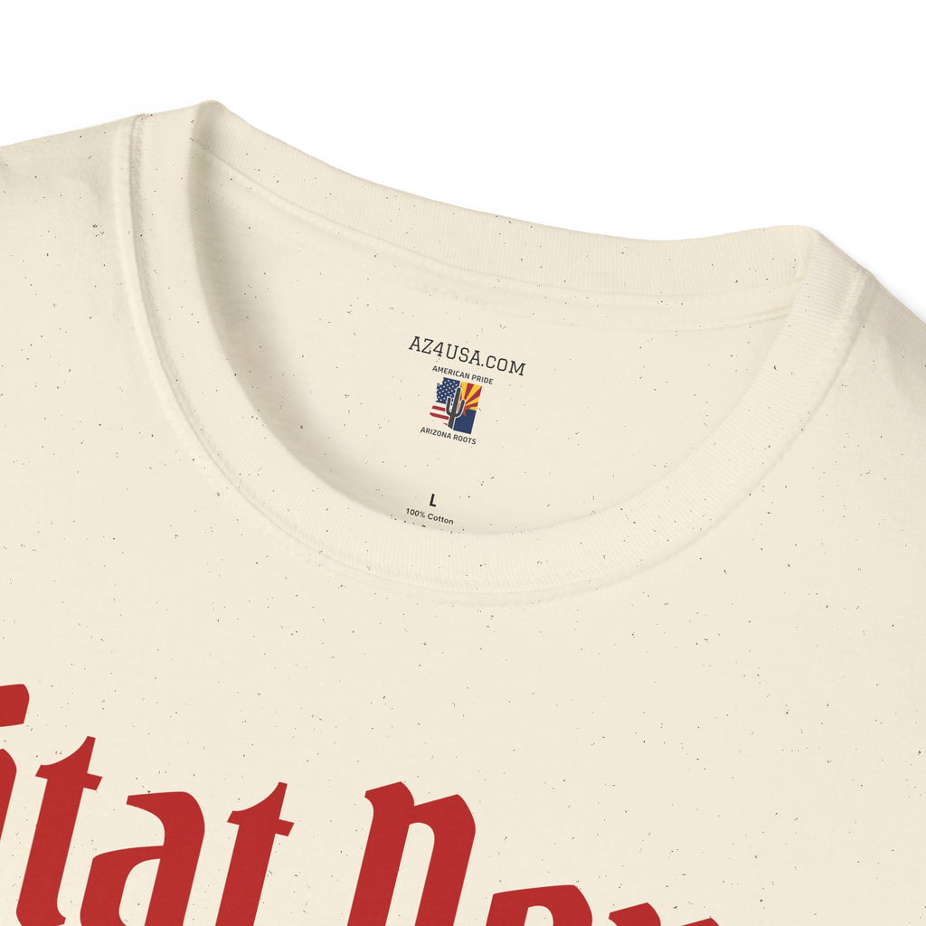 Ditat Deus 'God Enriches' Graphic T‑Shirt — Arizona Cross & Flag Design