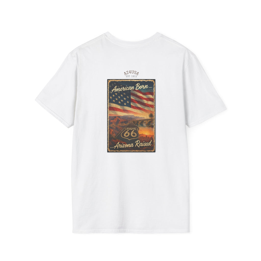 Arizona Flag Pocket Unisex Softstyle T-Shirt, Casual Wear, Summer Style, Gift for Travelers, Fourth of July Tee, Outdoor Adventure Shirt