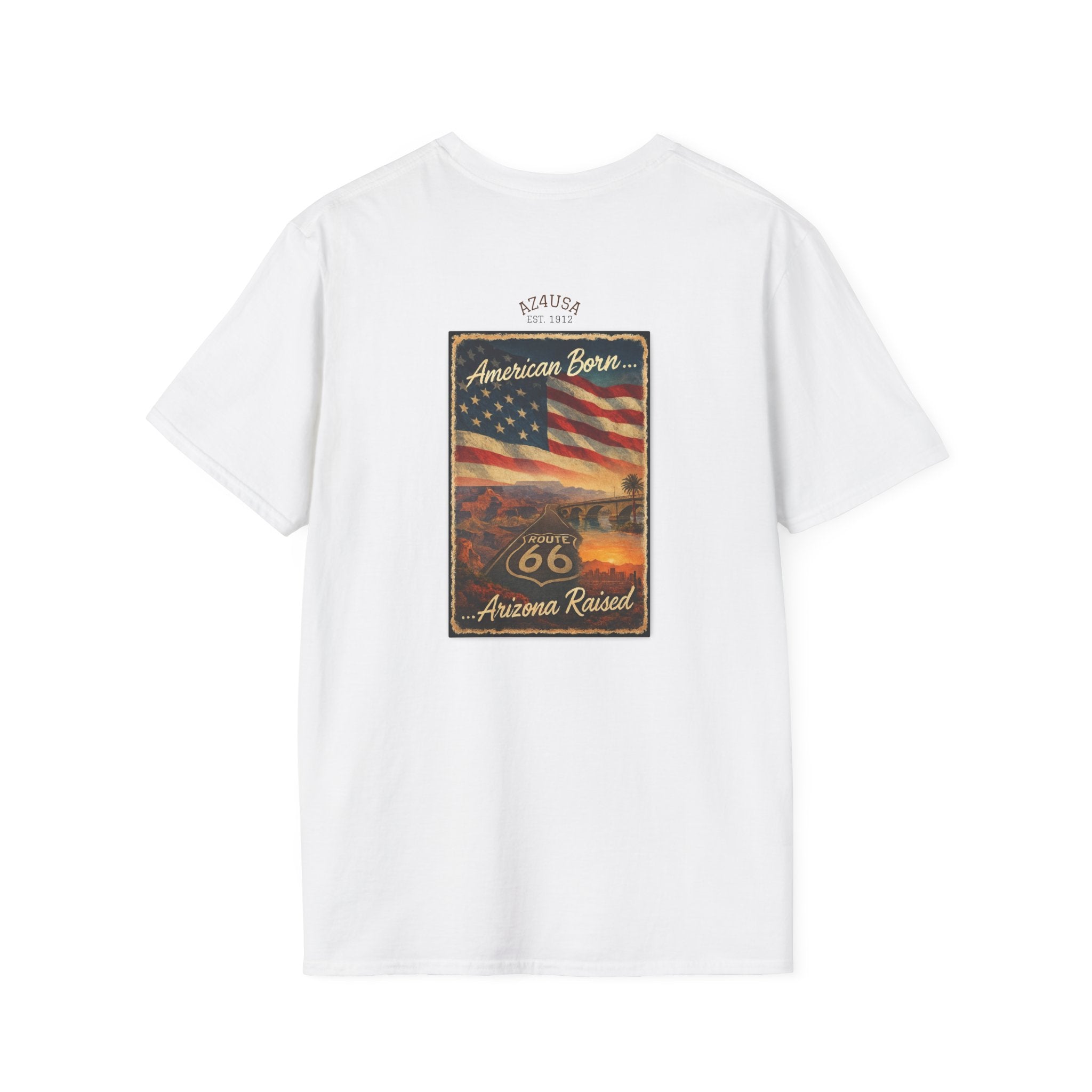 Arizona Flag Pocket Unisex Softstyle T-Shirt, Casual Wear, Summer Style, Gift for Travelers, Fourth of July Tee, Outdoor Adventure Shirt