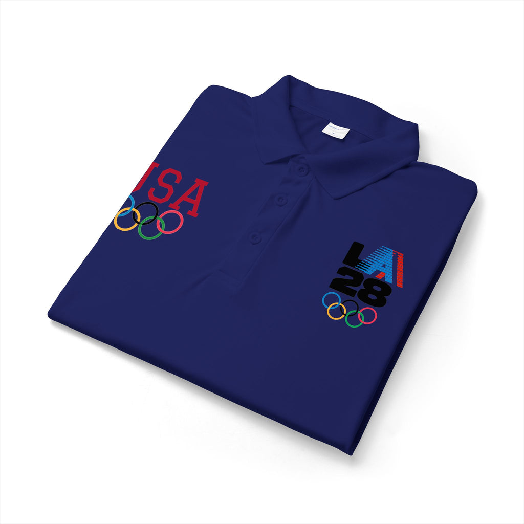 USA LA28 Olympics Polo Shirt – Team USA Olympic Rings Embroidered