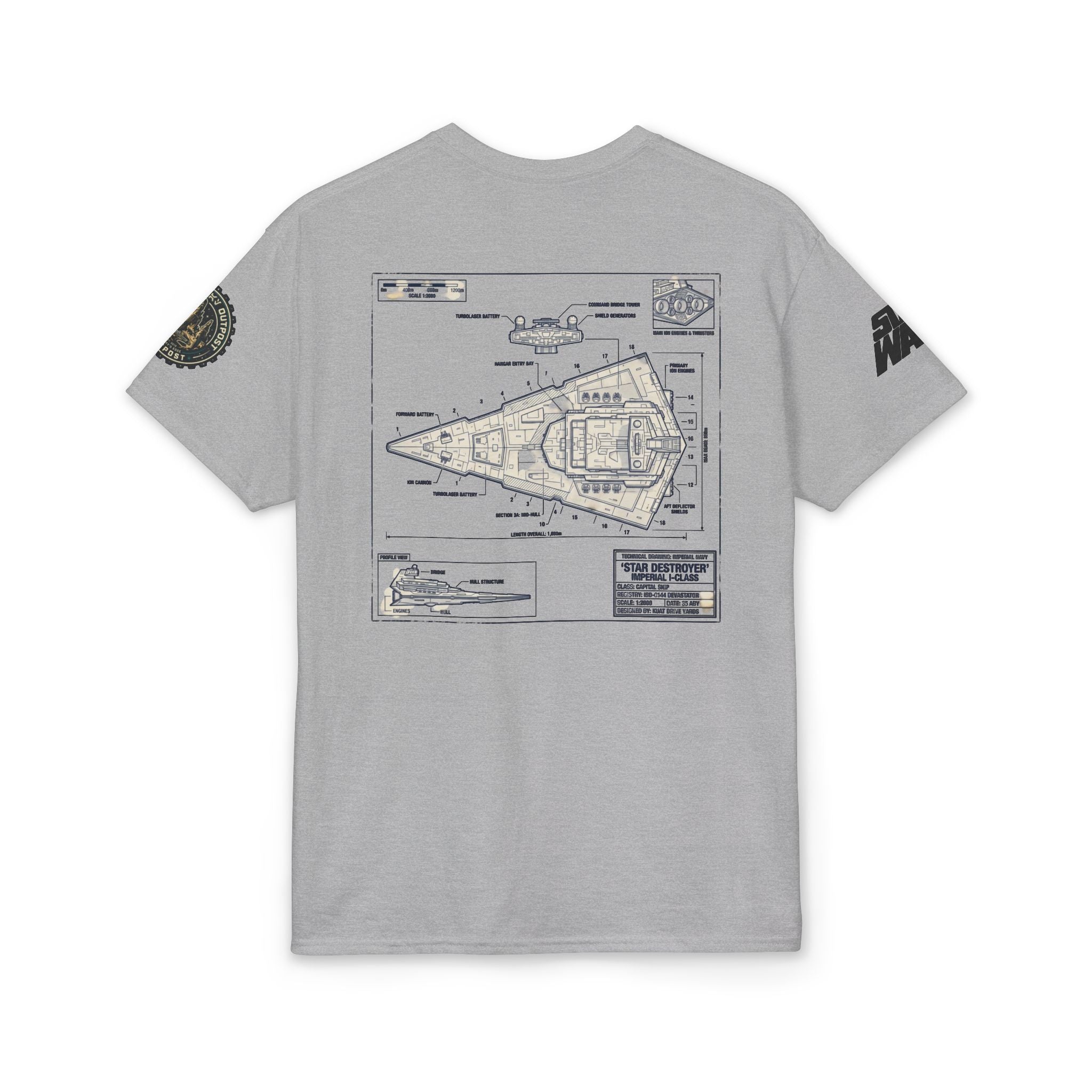 Star Destroyer Blueprint T-Shirt — 'Crew' Starship Schematic Tee