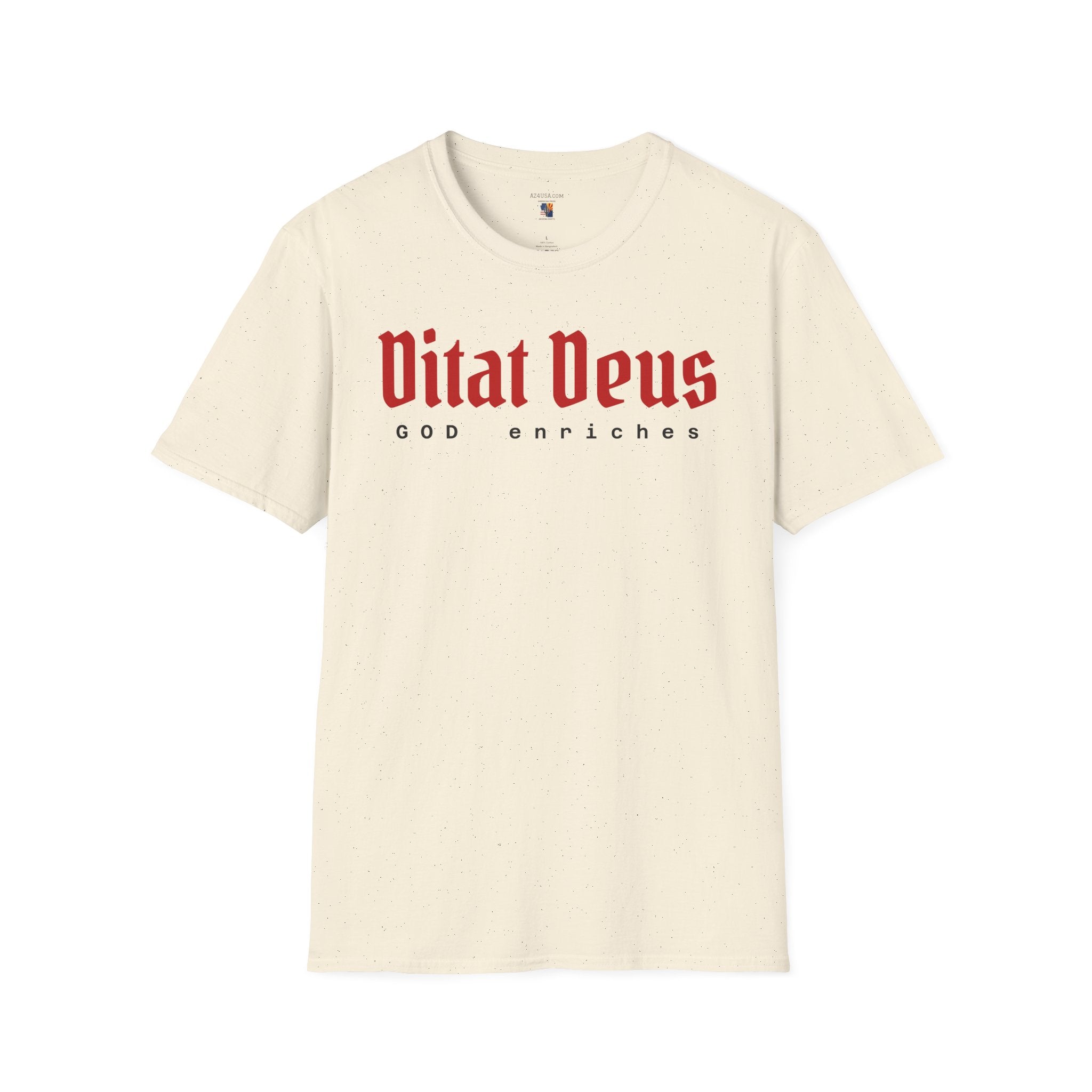 Ditat Deus 'God Enriches' Graphic T‑Shirt — Arizona Cross & Flag Design
