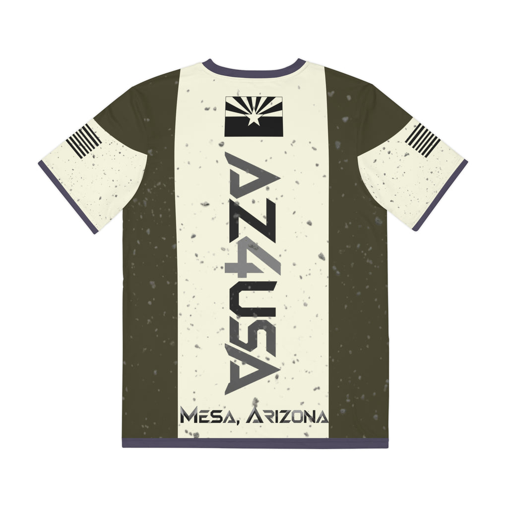 Az4USA Vertical Stripe Graphic Tee — Military Olive Polyester T‑Shirt