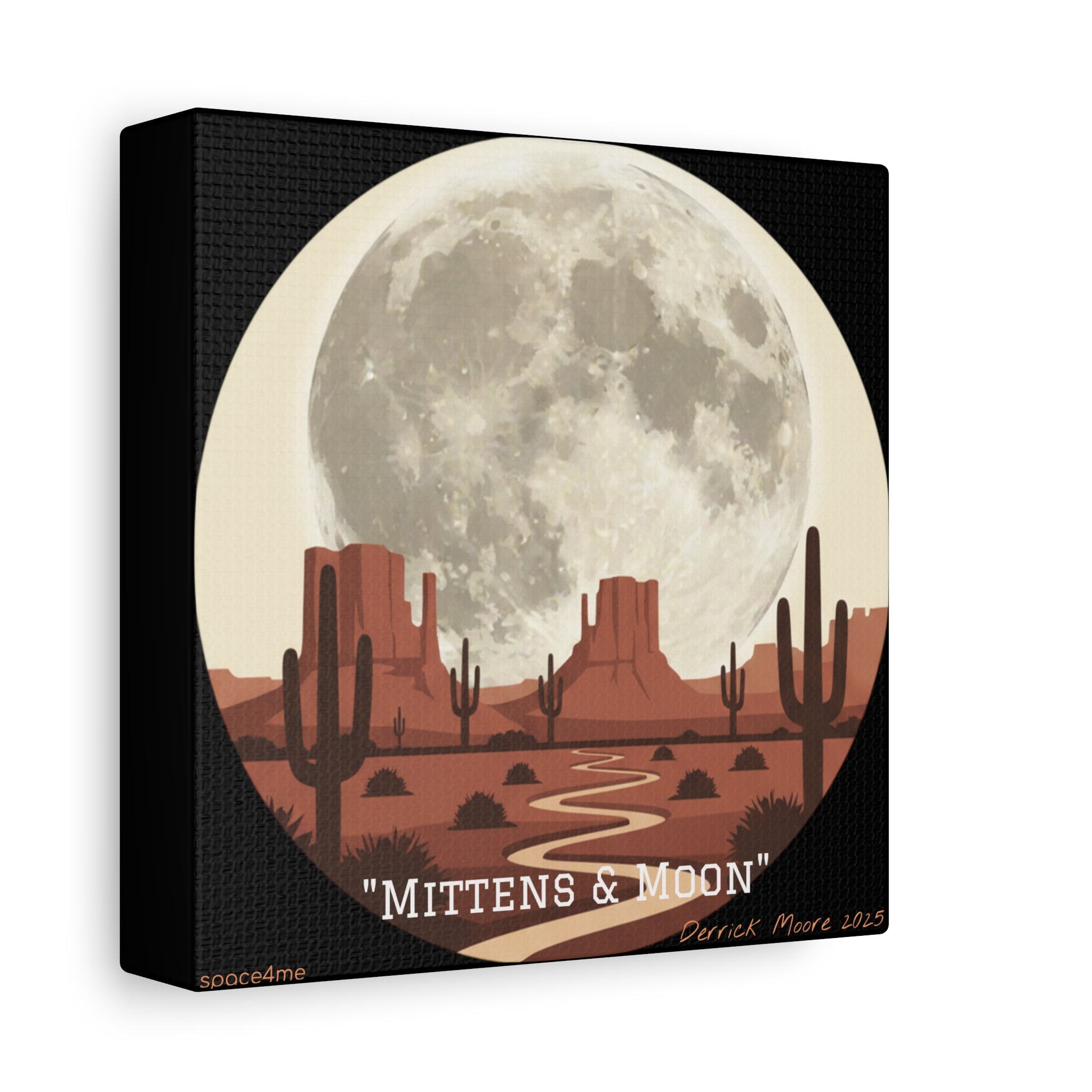 “Mittens & Moon” 2025 Southwestern Wall Decor-- Desert Moon Canvas Art