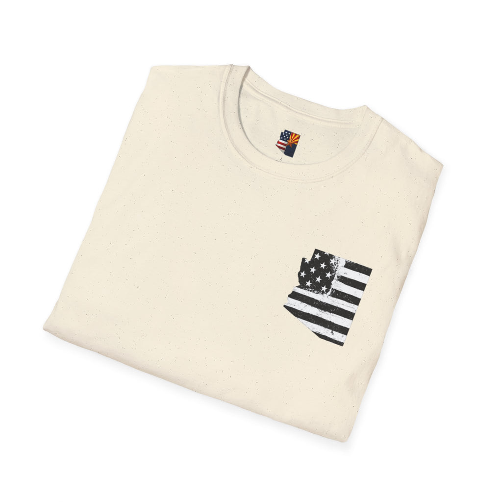 Arizona Flag Pocket Unisex Softstyle T-Shirt, Casual Wear, Summer Style, Gift for Travelers, Fourth of July Tee, Outdoor Adventure Shirt