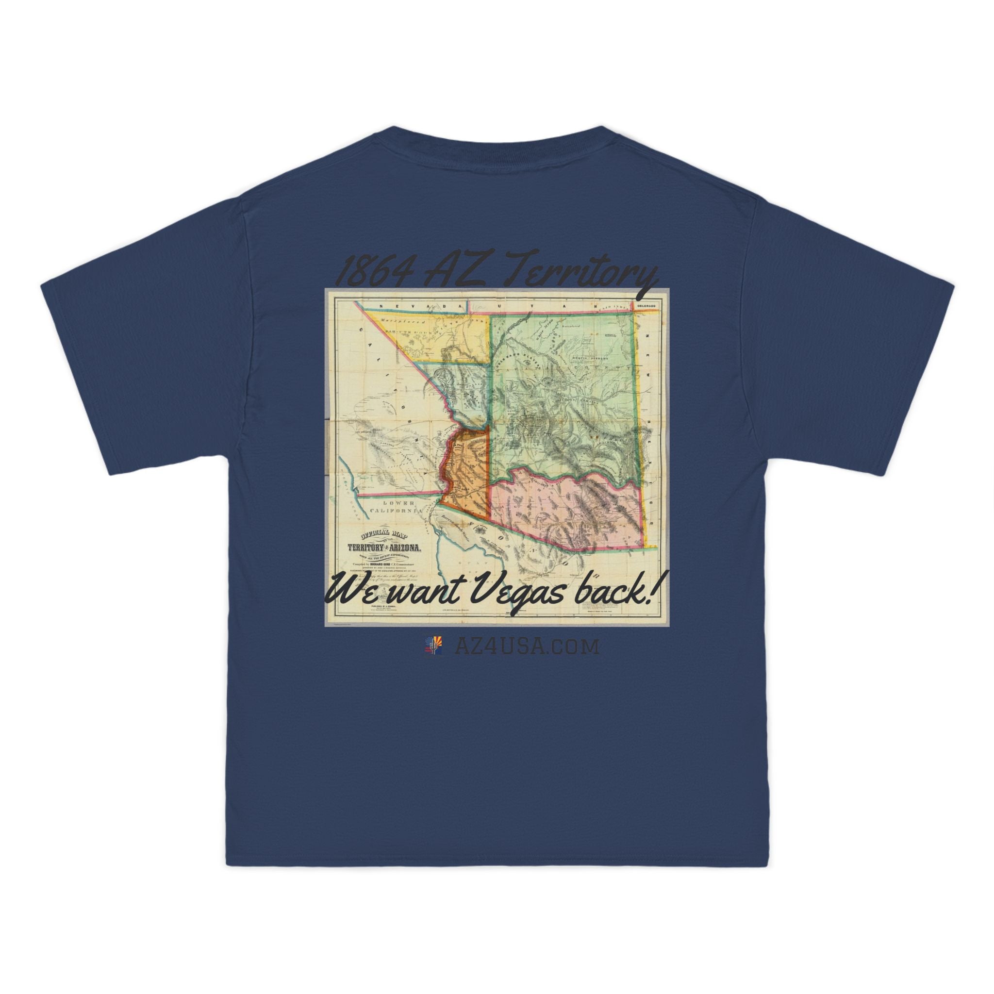 Arizona Territory 1864 T-Shirt — Vintage Map 'We Want Vegas Back' Tee