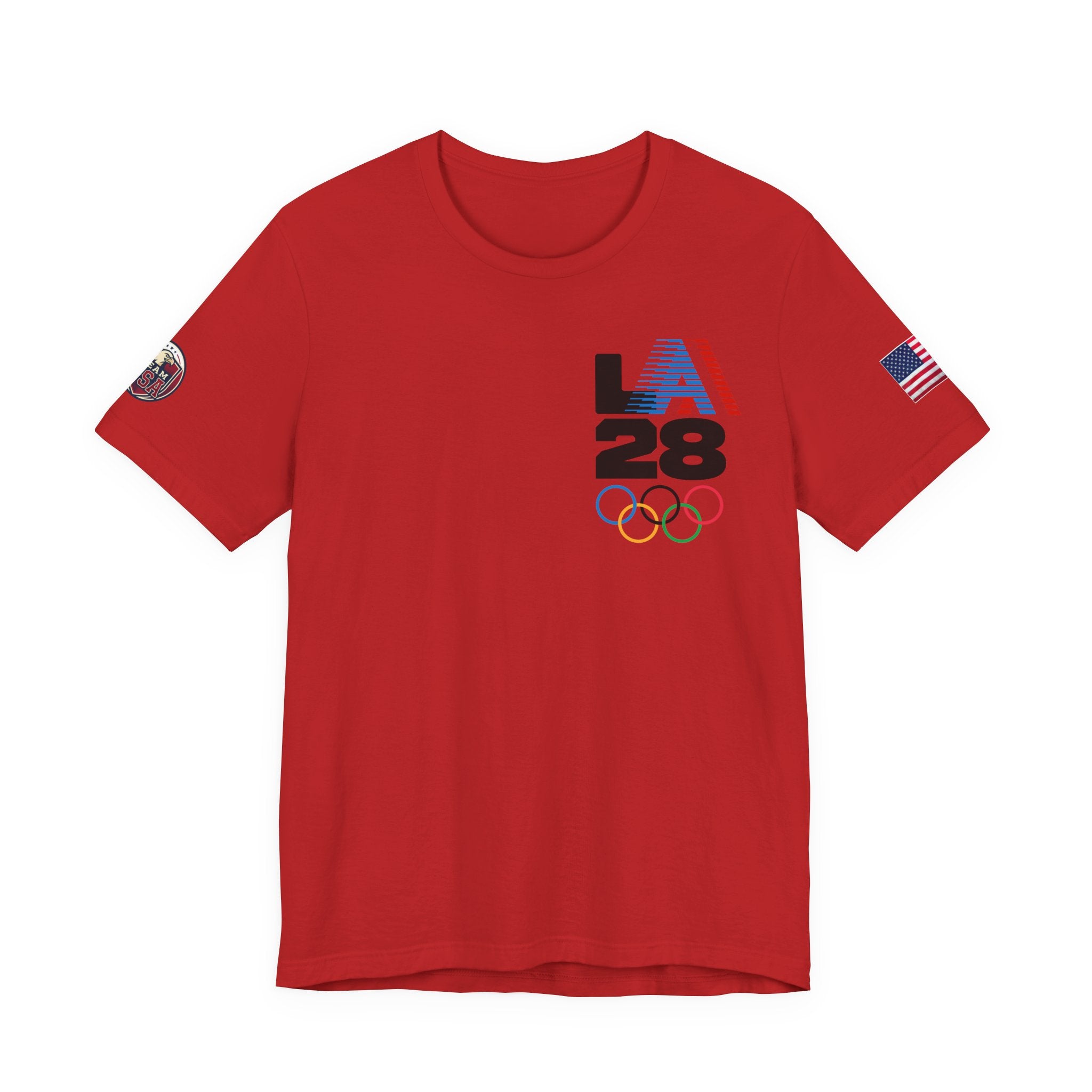 LA 28 Olympic USA T-Shirt — Vintage Olympic Rings Tee