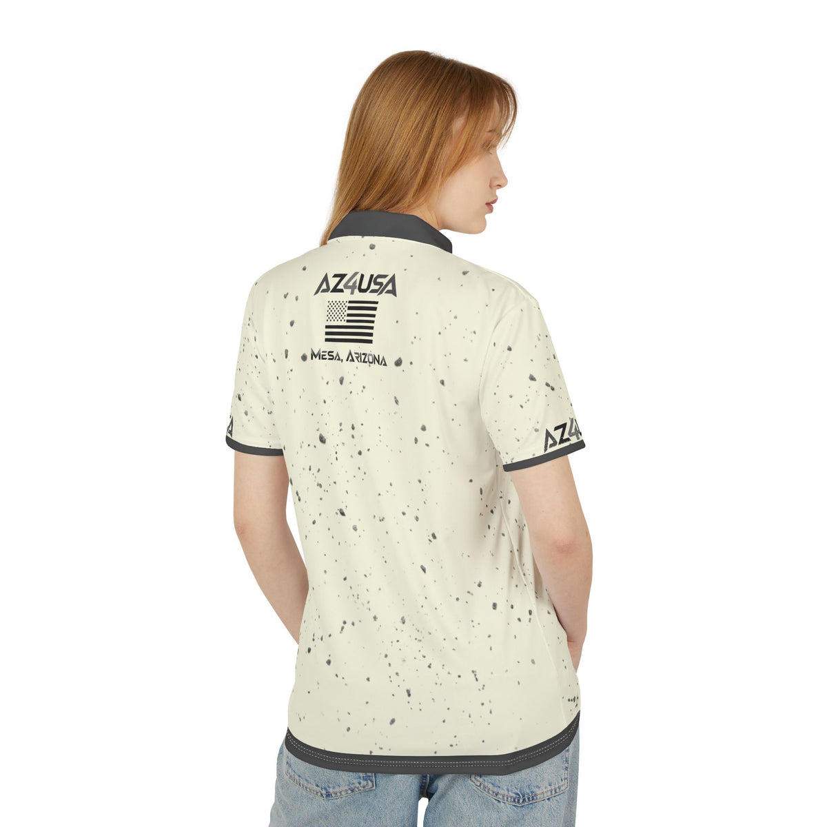 Polo Shirt — Az4usa Flag Speckle Polo (Cream)