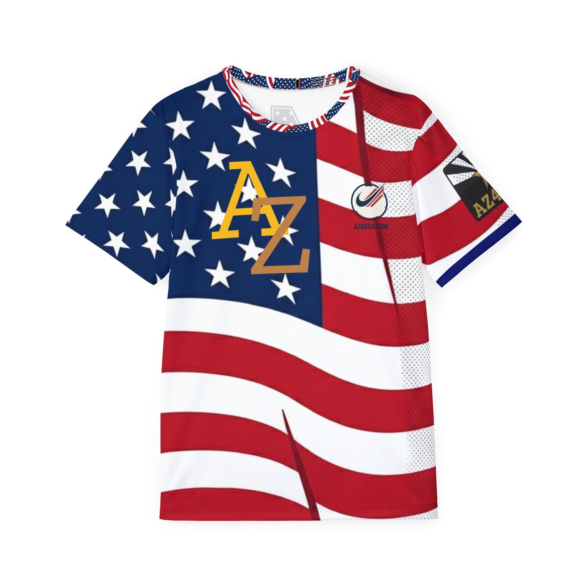 USA Flag Soccer Jersey – Red White Blue Athletic Tee (Number 22)