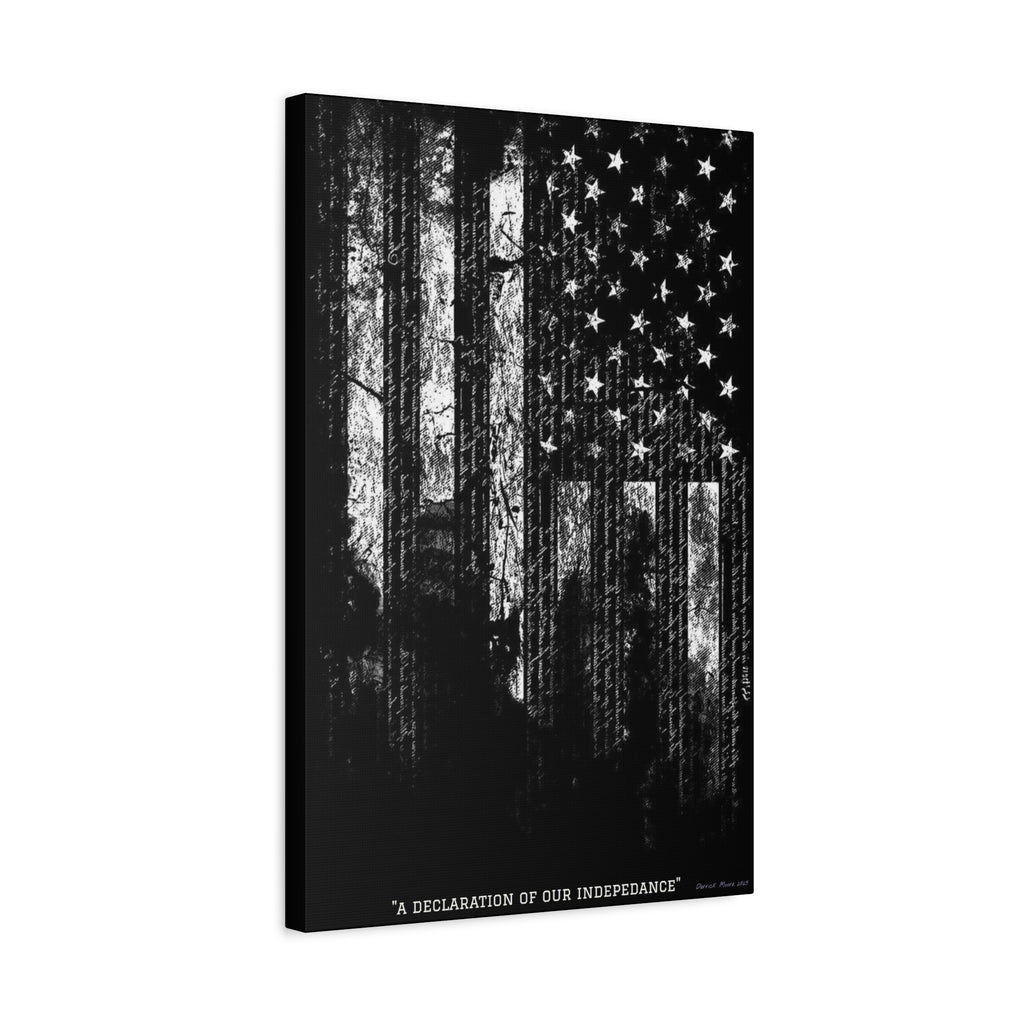 "A Declaration of Our Independence" Matte Canvas Print - Distressed American Flag