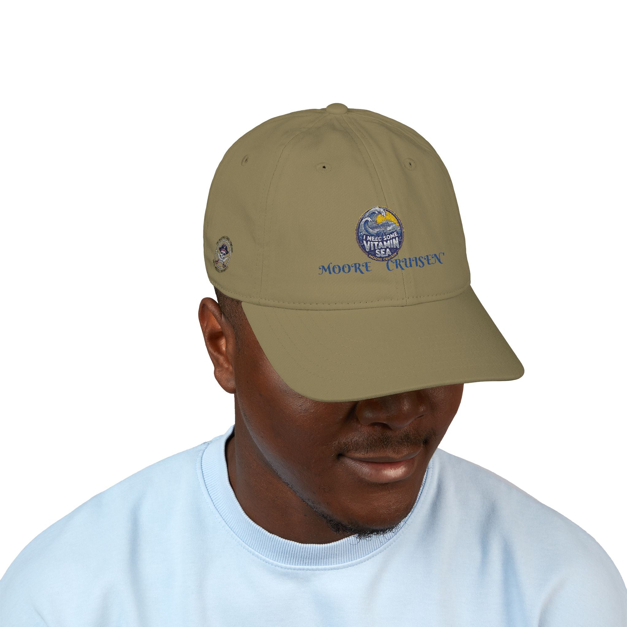 Embroidered Organic Baseball Cap — 'Moore Cruises' Earth Logo (AZUSA.COM)