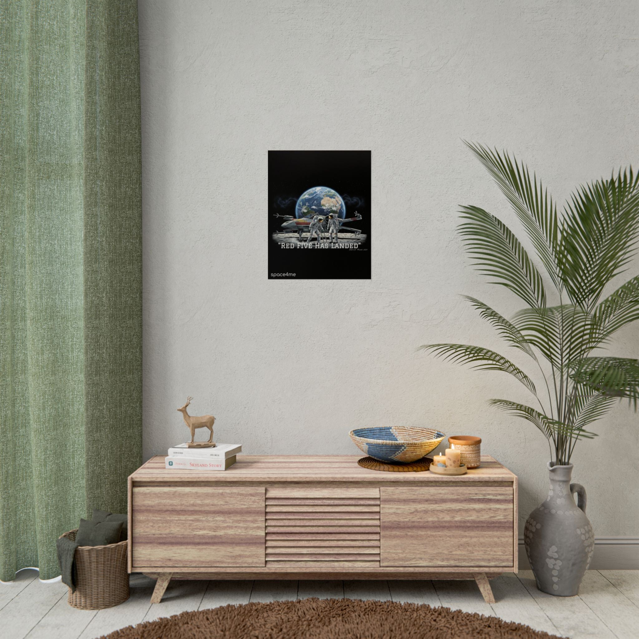 "Red Five Has Landed" Spacecraft Astronaut Art Print --Rolled Poster
