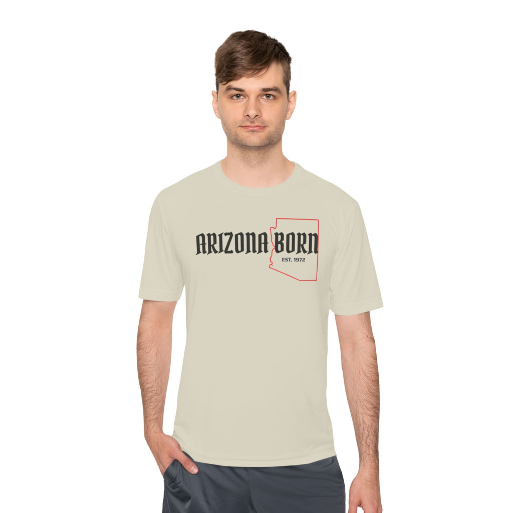 Arizona Born Tee — State Outline & Retro Flag Graphic Moisture-Wicking Shirt