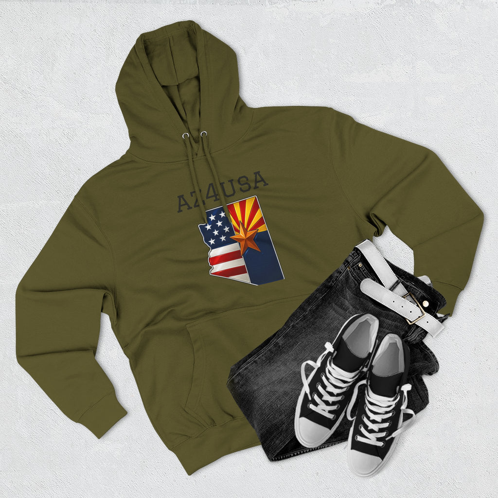 Arizona Pride Fleece Hoodie, Cozy Sweatshirt, Travel Gift, Patriot Apparel, American Southwest Style