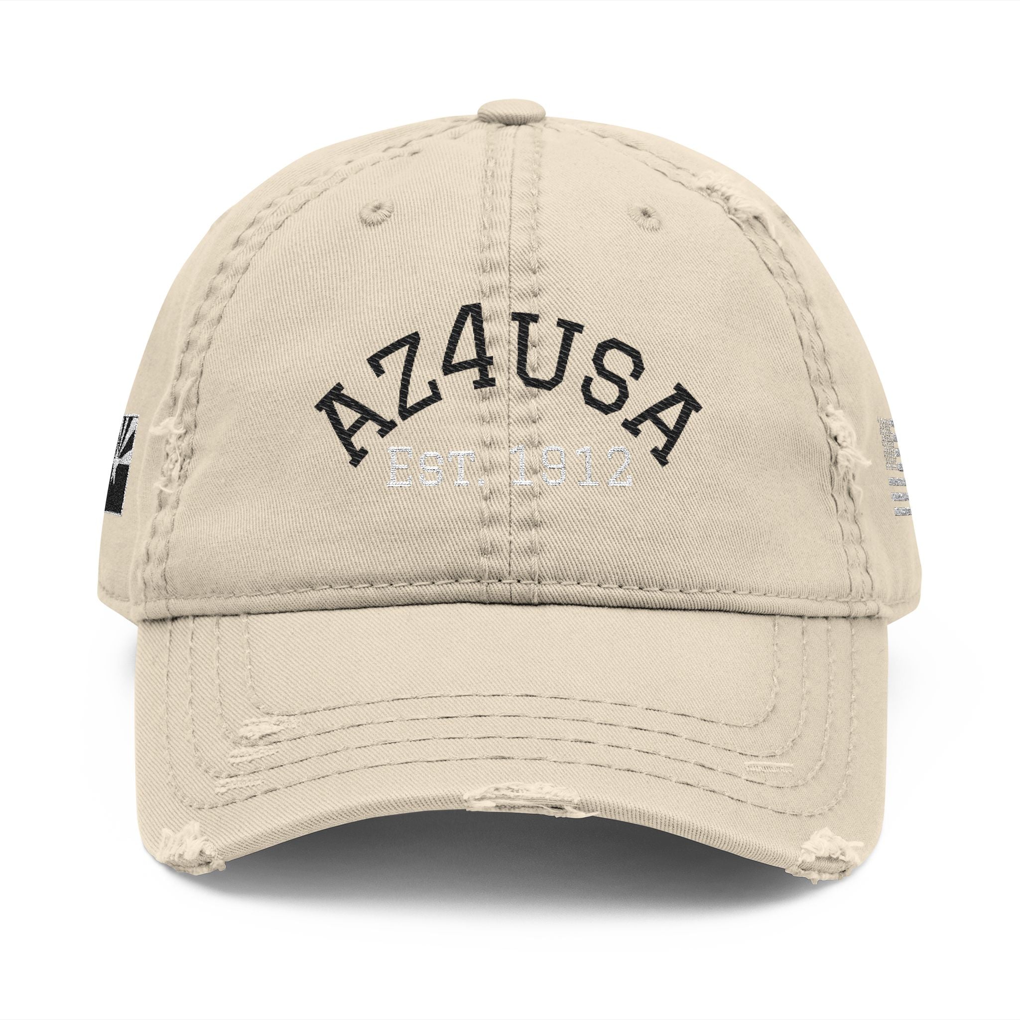 Azusa Distressed Dad Hat — Embroidered 'AZUSA EST. 1912' Baseball Cap with Flag