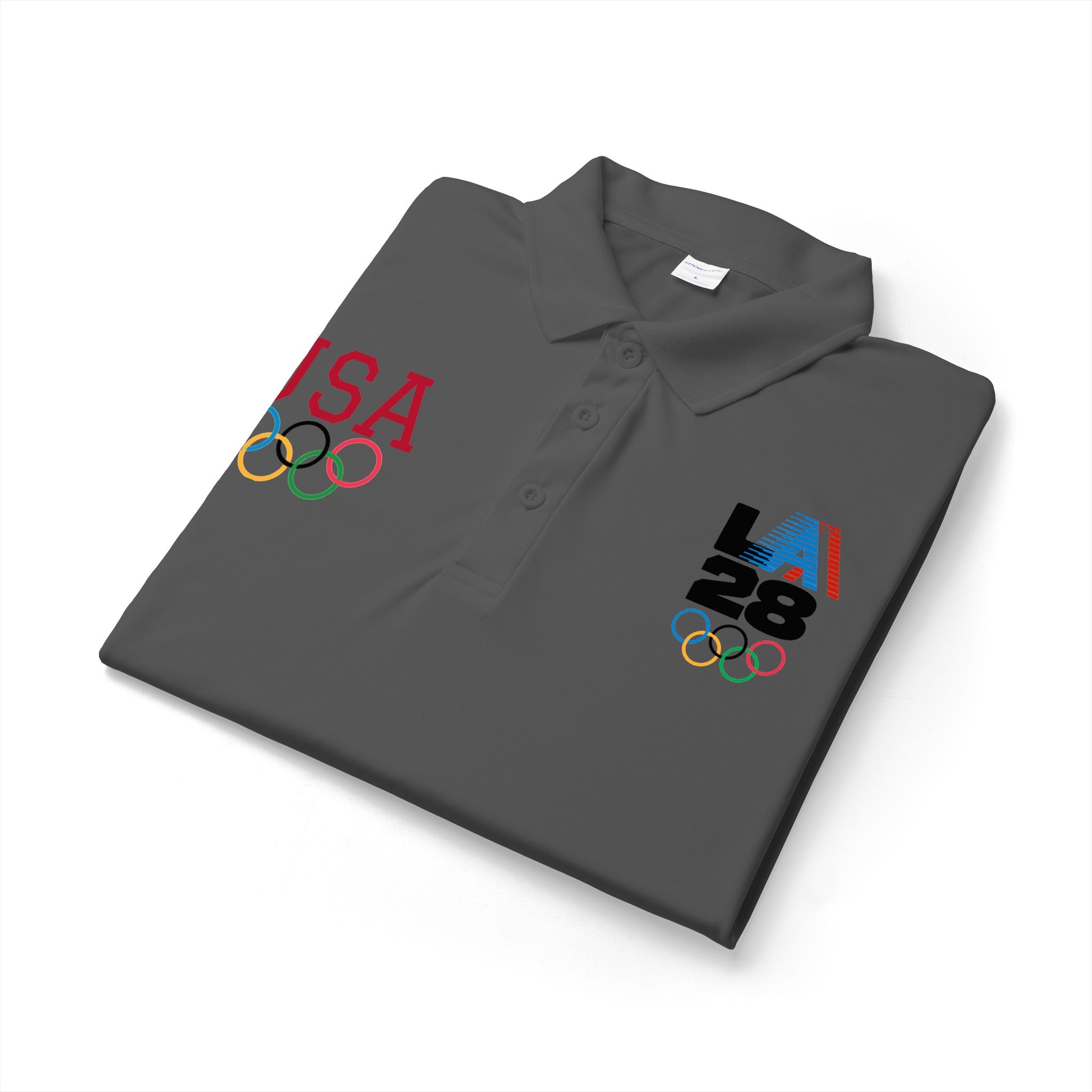USA LA28 Olympics Polo Shirt – Team USA Olympic Rings Embroidered