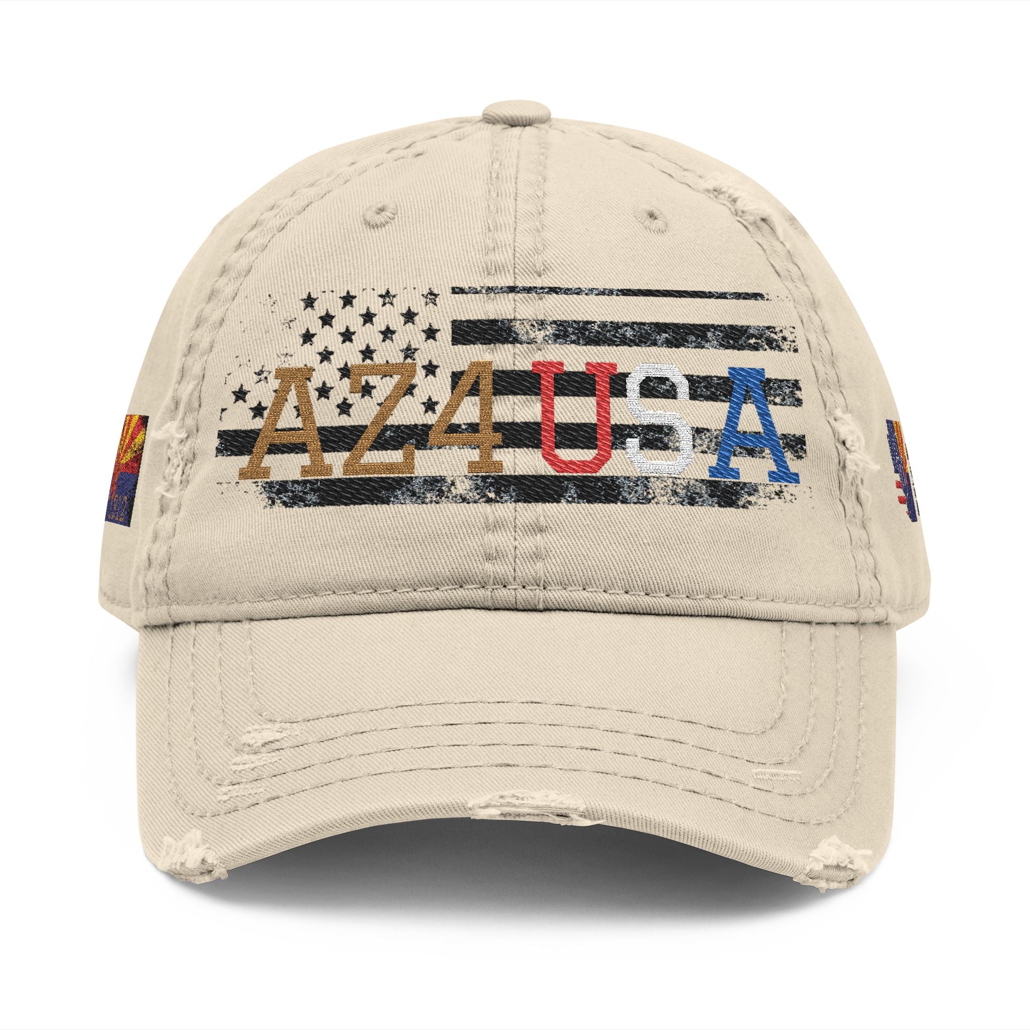 AZ4USA Distressed Dad Hat — Embroidered 'AZ4USA Baseball Cap with Flag