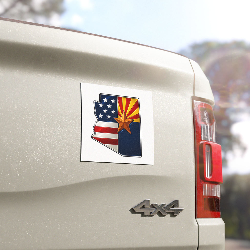 Copy of Arizona State Shape Car Magnet - American Flag & Star Patriotic Decal
