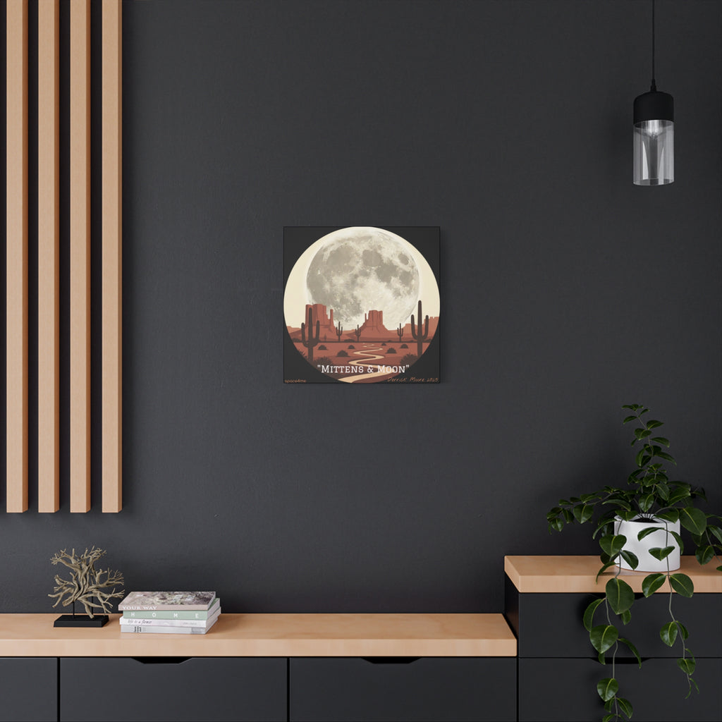 “Mittens & Moon” 2025 Southwestern Wall Decor-- Desert Moon Canvas Art