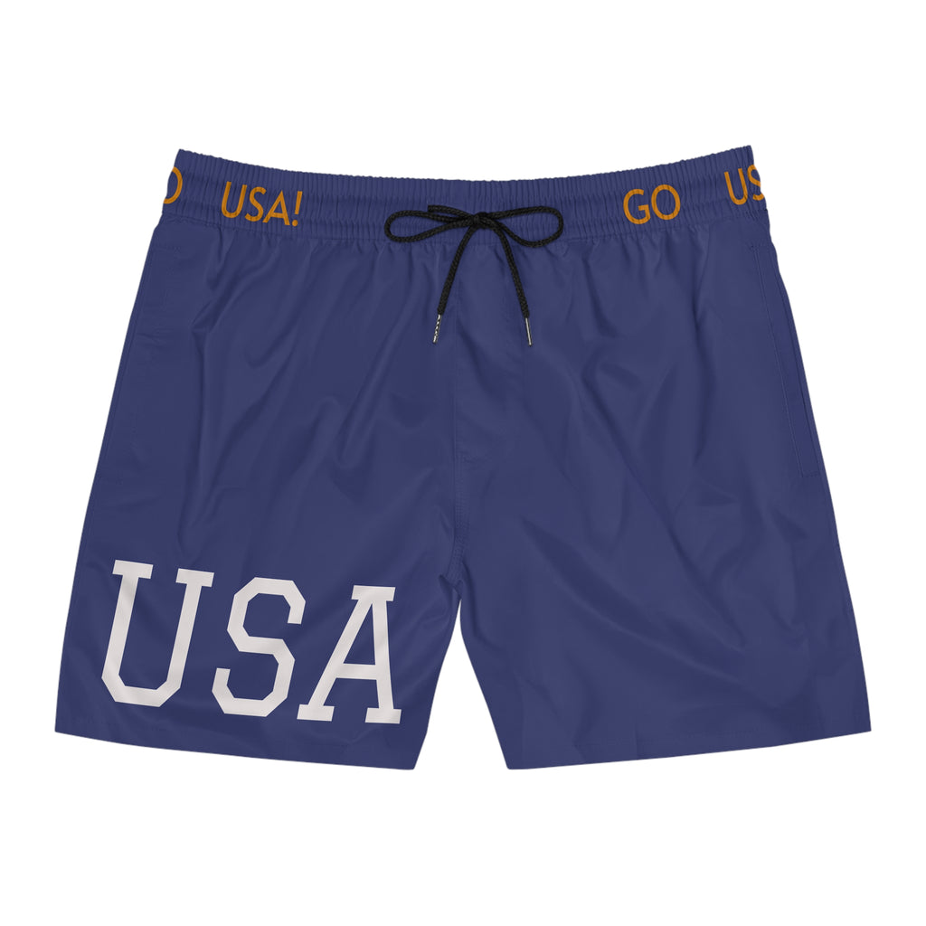USA Olympic Swim Shorts — Men’s Mid-Length Patriotic Beach Trunks