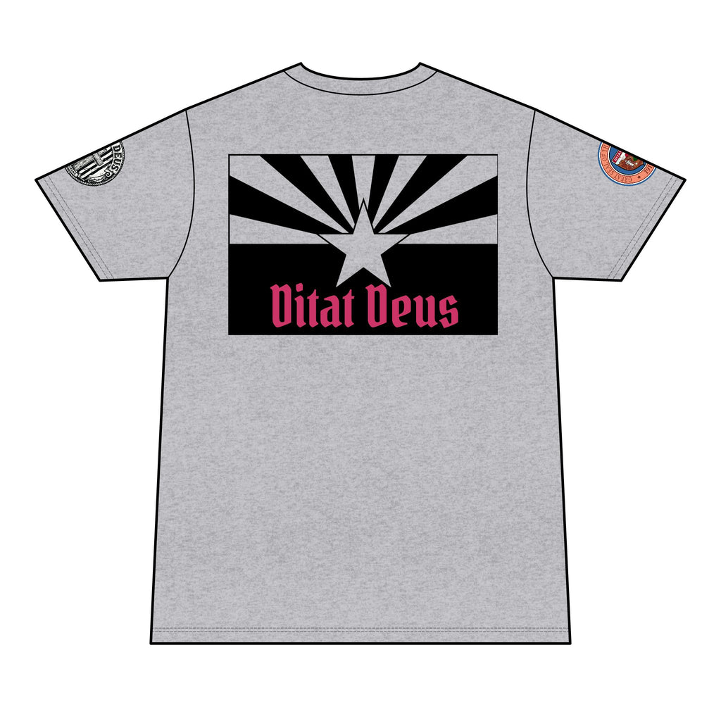 Arizona Born Arizona Raised T-Shirt — AZ Flag "Vitat Deus" Design