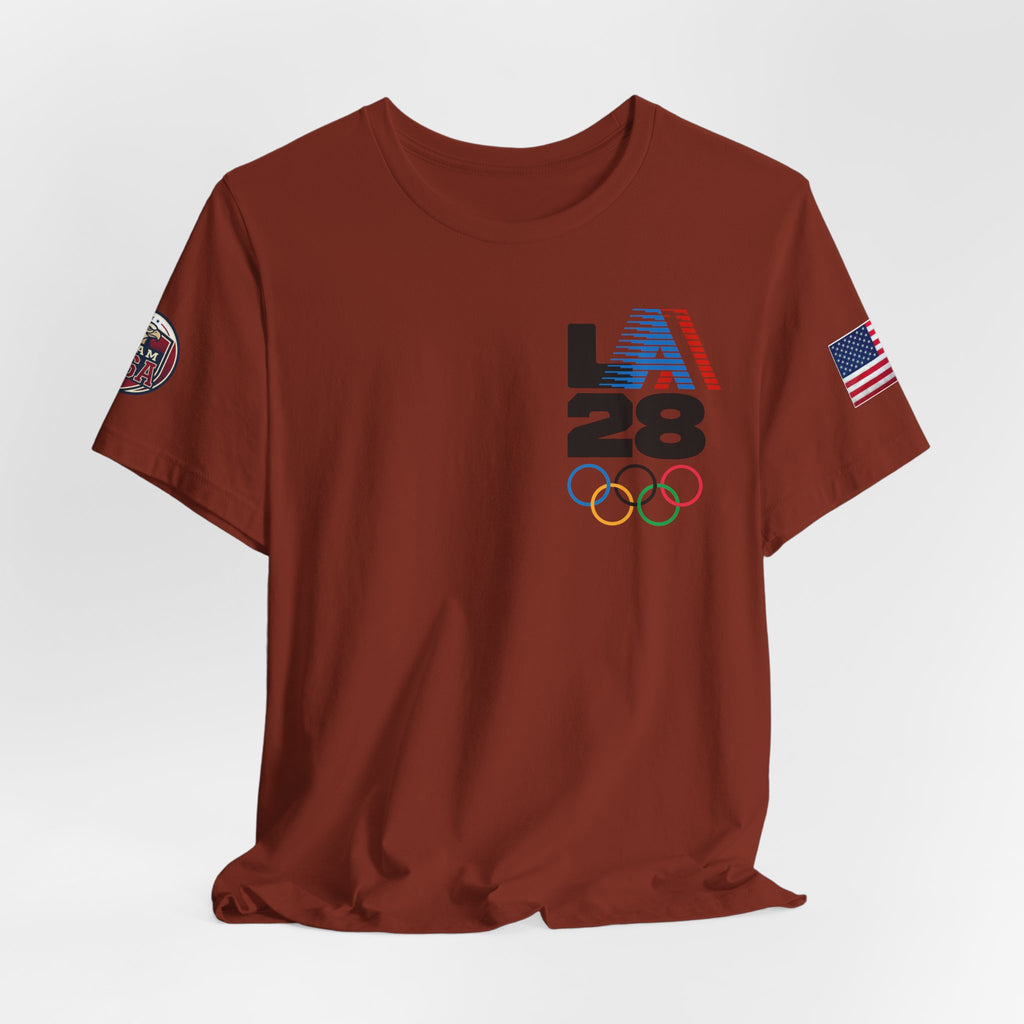 LA 28 Olympic USA T-Shirt — Vintage Olympic Rings Tee