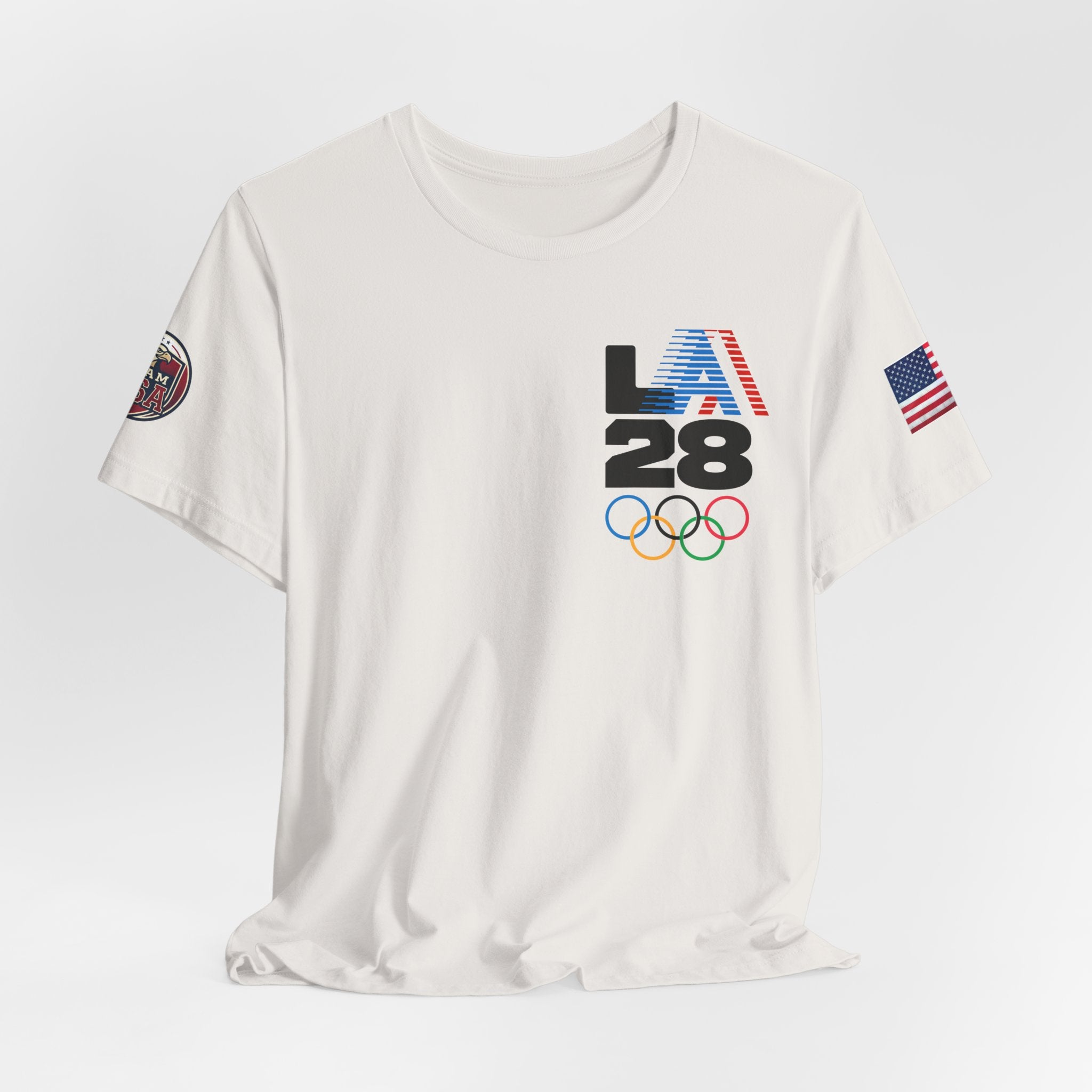 LA 28 Olympic USA T-Shirt — Vintage Olympic Rings Tee