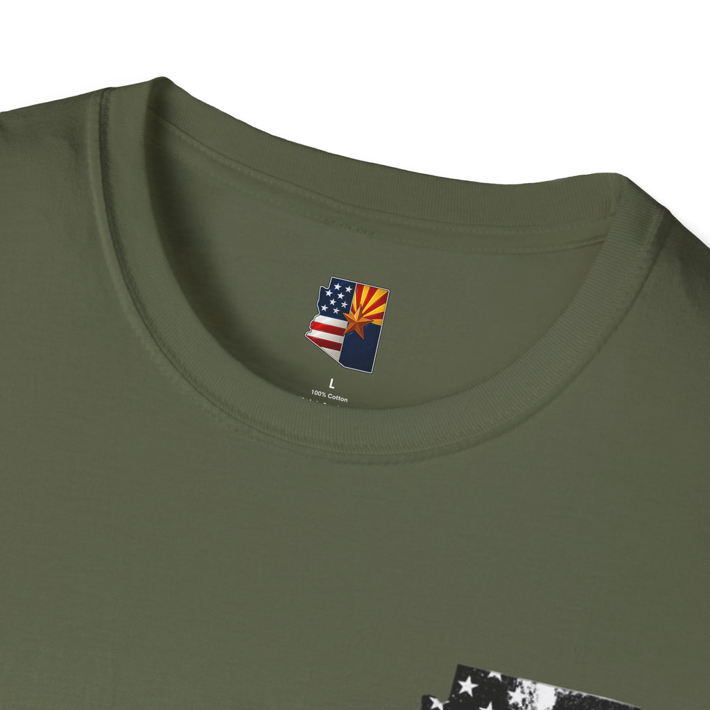 Arizona Flag Pocket Unisex Softstyle T-Shirt, Casual Wear, Summer Style, Gift for Travelers, Fourth of July Tee, Outdoor Adventure Shirt