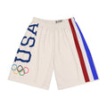 Olympic Vibes Men’s Athletic Shorts — Retro Rings & Tricolor Side Stripes