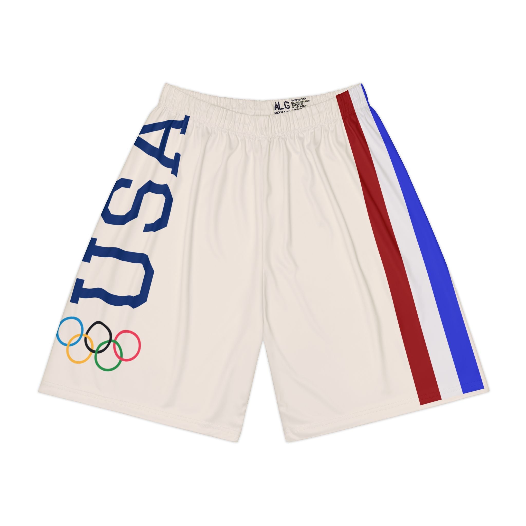 Olympic Vibes Men’s Athletic Shorts — Retro Rings & Tricolor Side Stripes