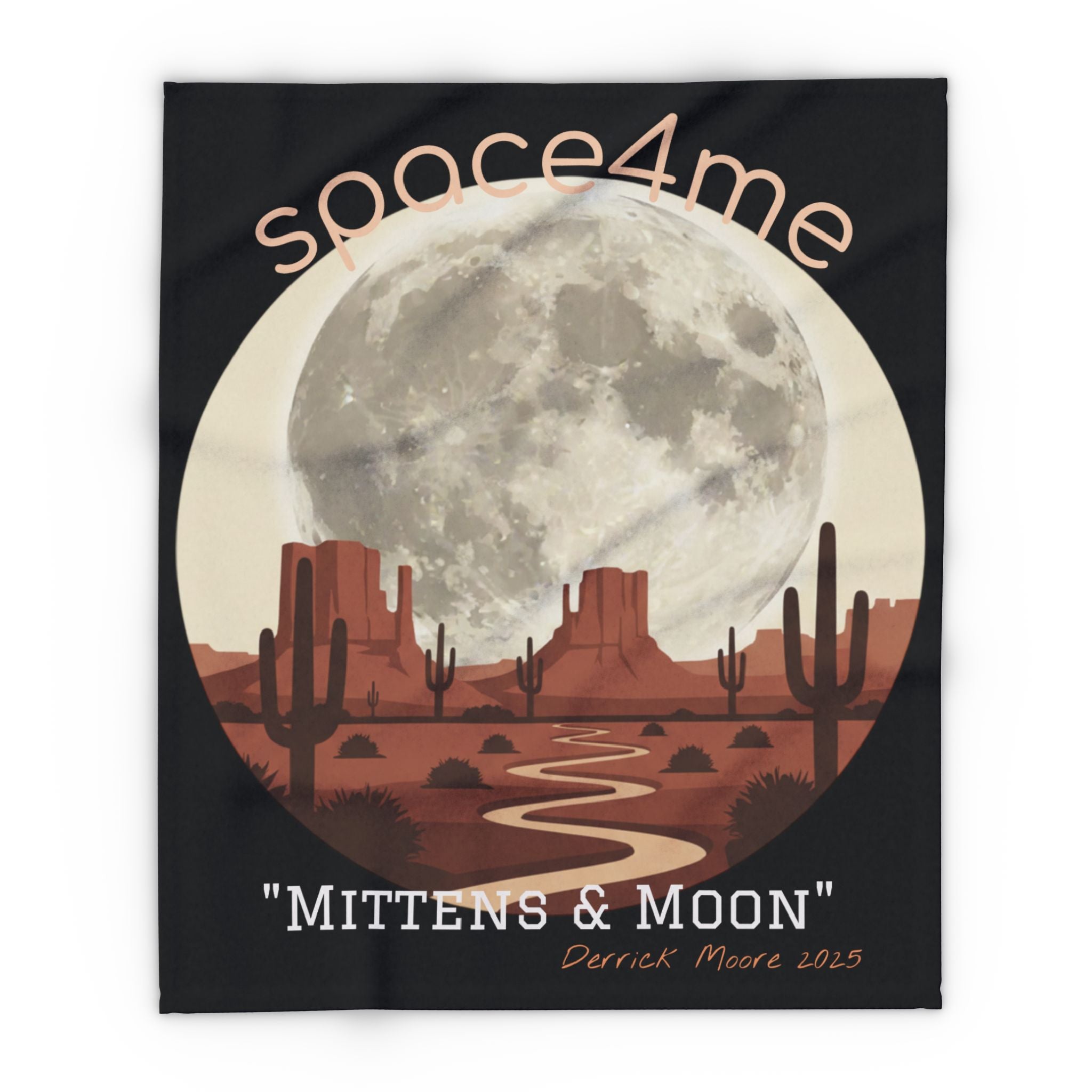Desert Moon Fleece Blanket — "Mittens & Moon" Space4Me Throw