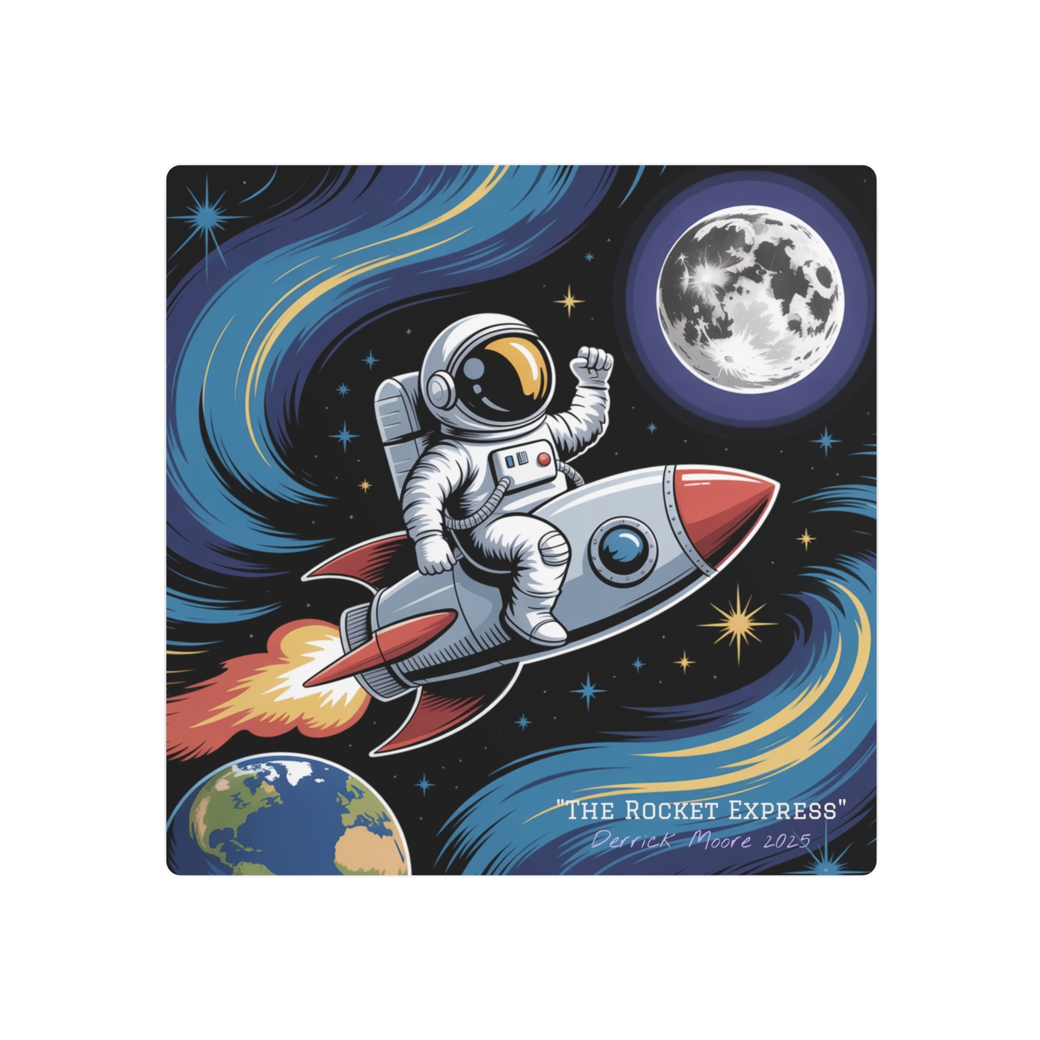 Astronaut Rocket Metal Art Sign — Retro Space Wall Decor ("The Rocket Express"2025)