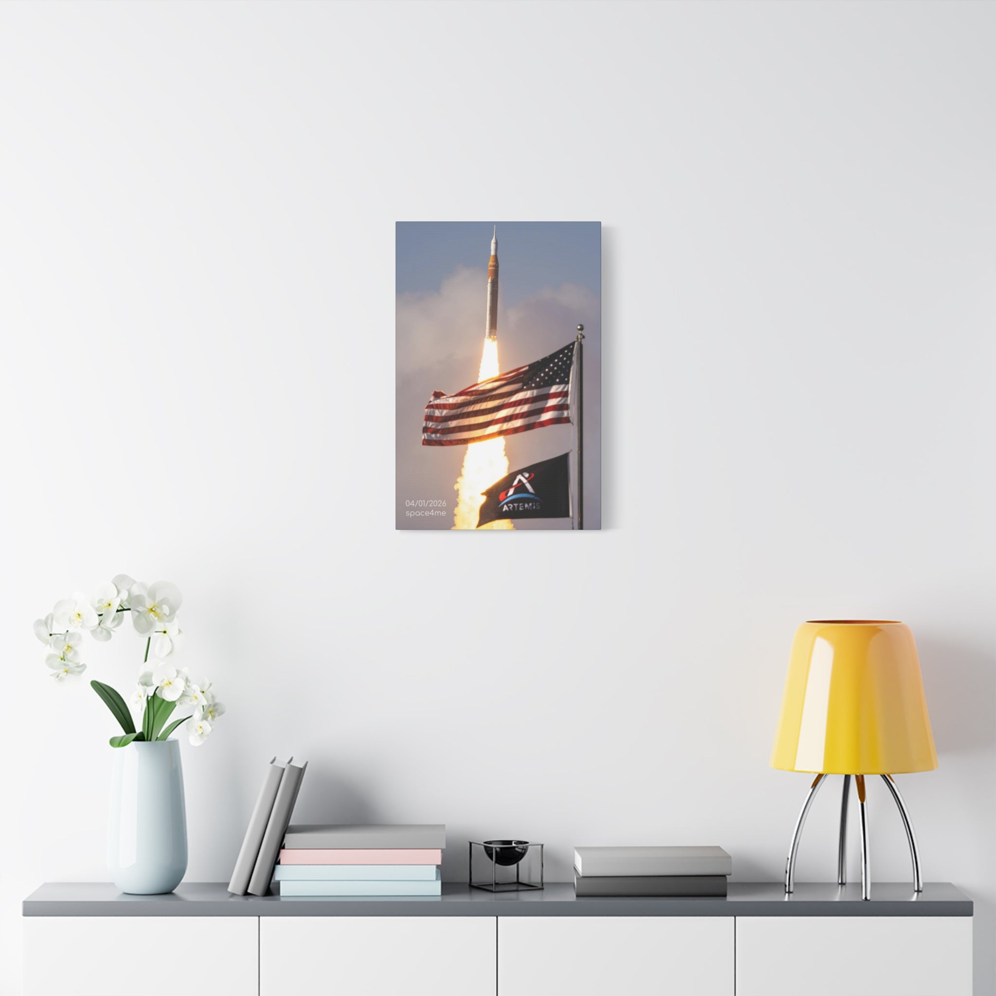Copy of Artemis Rocket Launch Canvas Print — American Flag NASA Wall Art