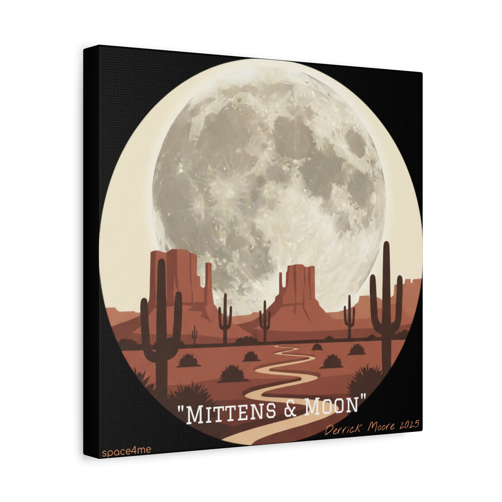 “Mittens & Moon” 2025 Southwestern Wall Decor-- Desert Moon Canvas Art