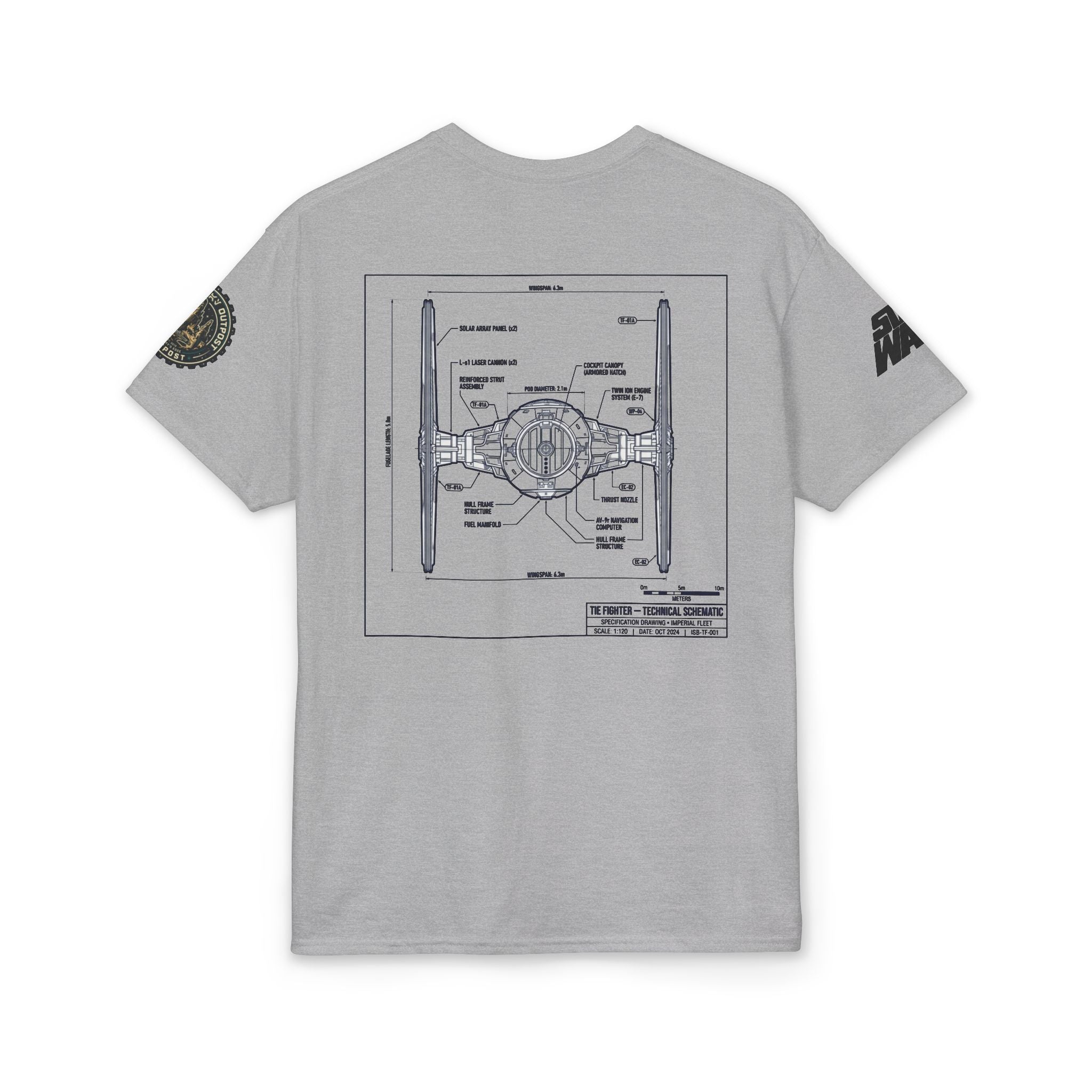 Tie Fighter Blueprint T-Shirt — 'Crew' Starship Schematic Tee