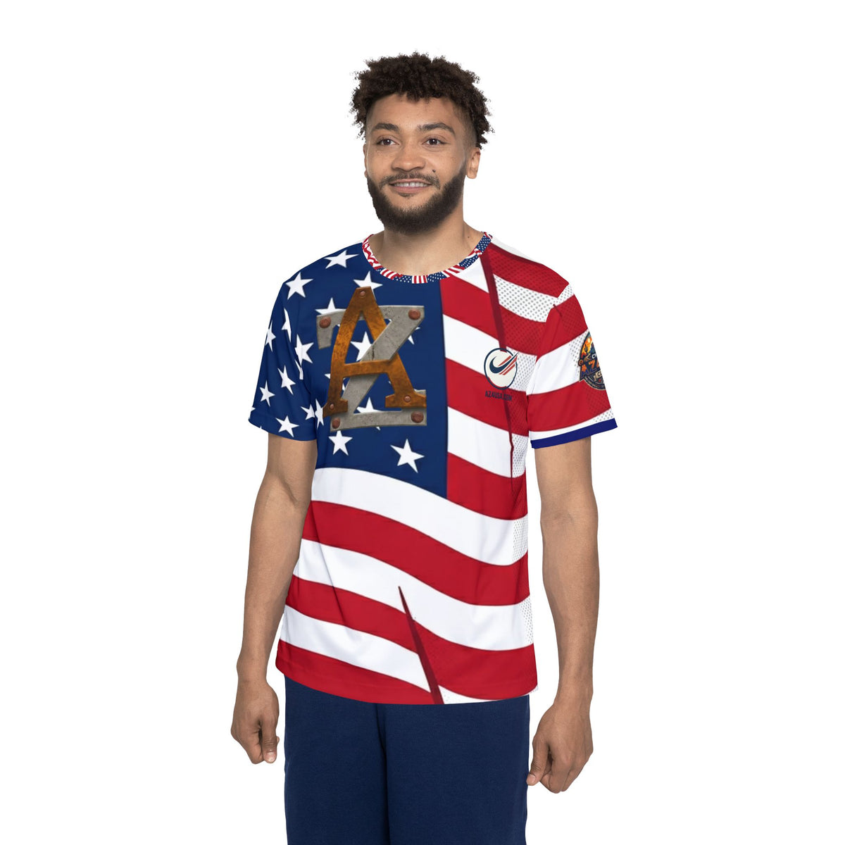 USA Flag Soccer Jersey – Red White Blue Athletic Tee (Number 22)