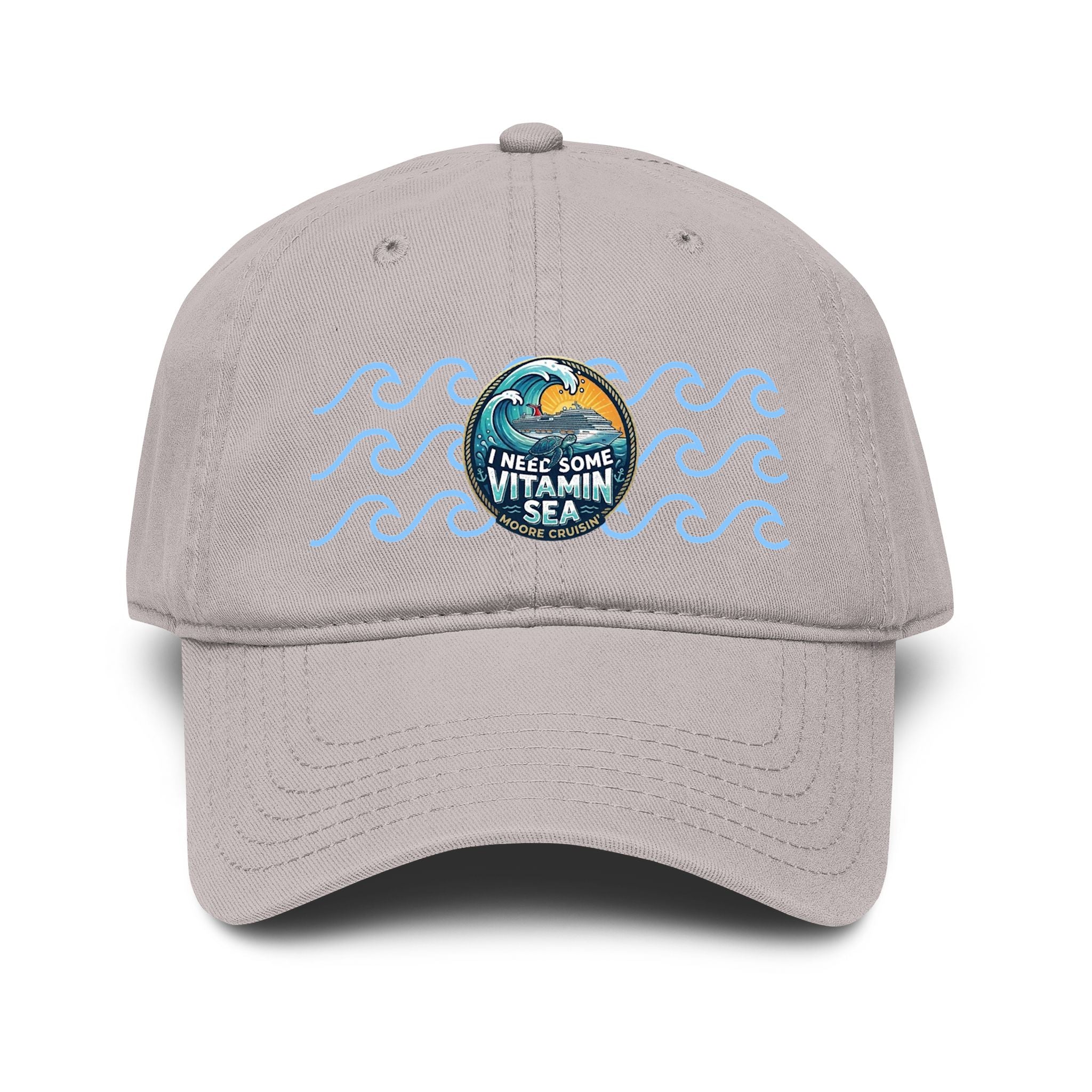 Washed Baseball Cap — 'I Need Some Vitamin Sea' Embroidered Ocean Patch