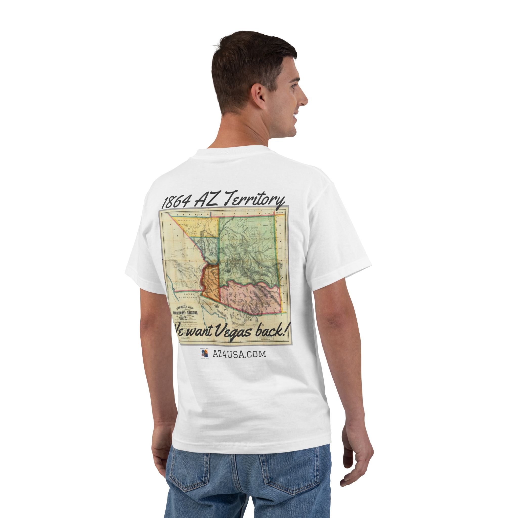 Arizona Territory 1864 T-Shirt — Vintage Map 'We Want Vegas Back' Tee