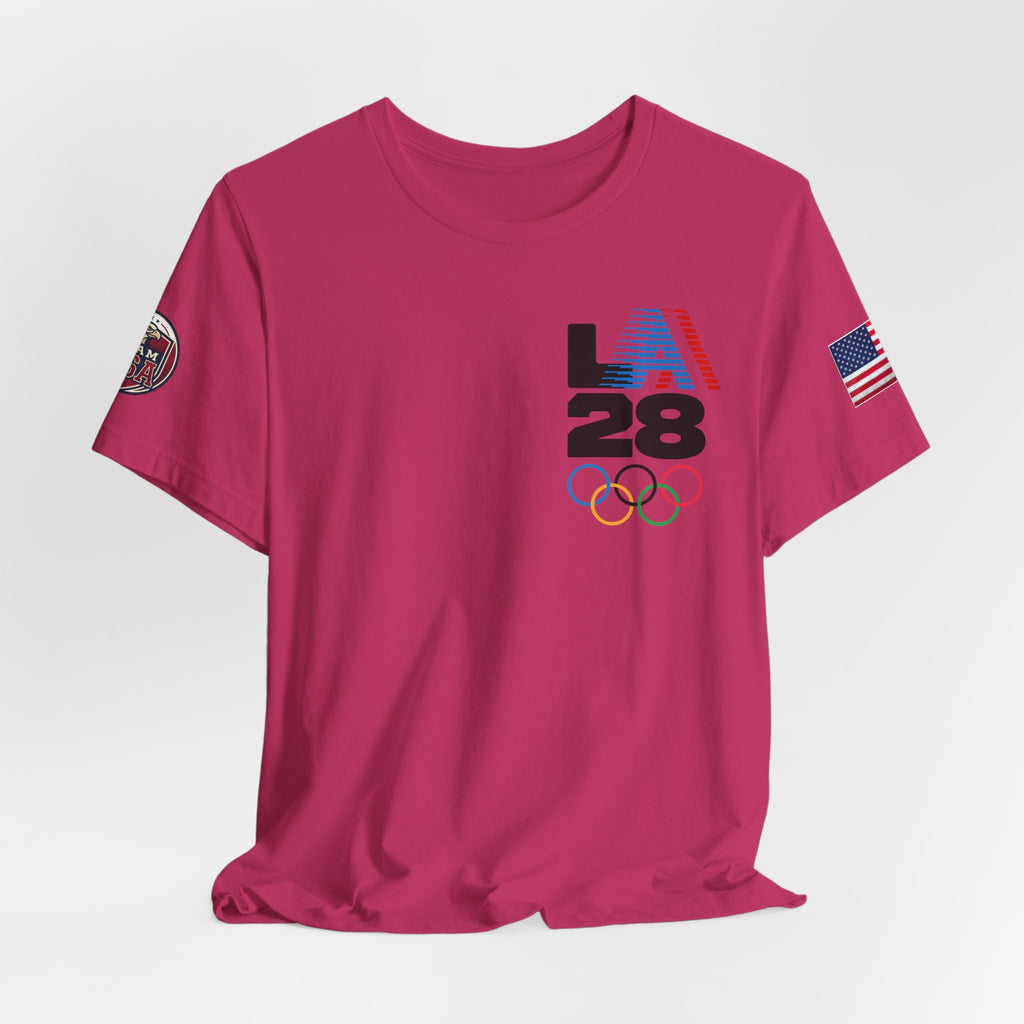 LA 28 Olympic USA T-Shirt — Vintage Olympic Rings Tee