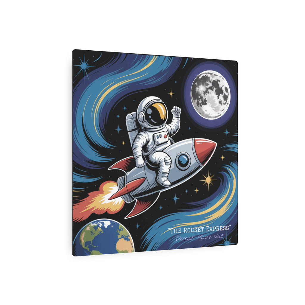 Astronaut Rocket Metal Art Sign — Retro Space Wall Decor ("The Rocket Express"2025)