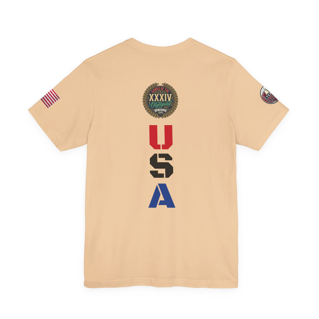 LA 28 Olympic USA T-Shirt — Vintage Olympic Rings Tee